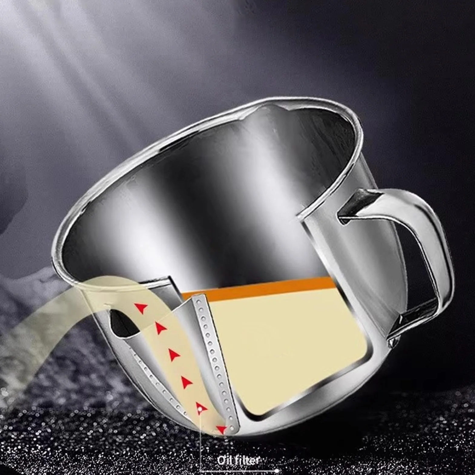 Separator do sosów kuchennych, sitko do oleju kuchennego, separator oleju ze stali nierdzewnej, narzędzie do sitka olejowego, separator tłuszczu w sosie, dzbanek do separacji tłuszczu ze stali