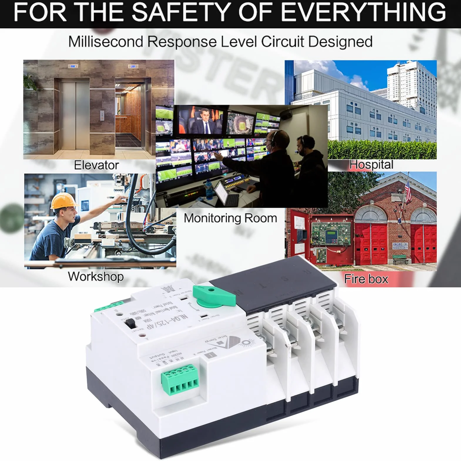 220V Podwójny Przełącznik Automatyczny Przełącznik Zasilania 4P Przełącznik Zmiany 100A Inteligentny Przerywacz Obwodu Milisekundowego Szybki Kontroler do Centrów Handlowych