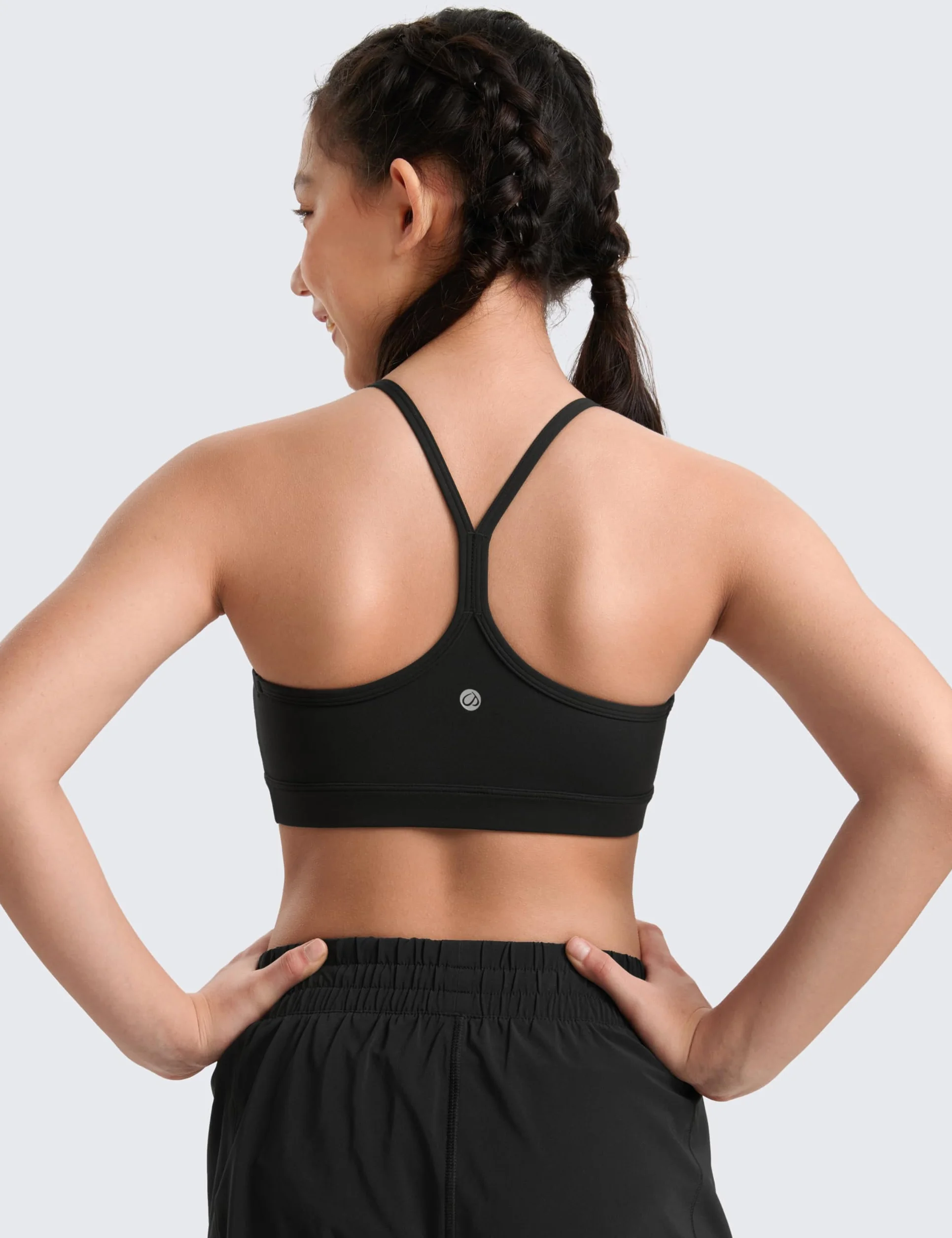 CRZ YOGA Biustonosz sportowy Butterluxe Girls - Spaghetti Strap Y Back Racerback dla nastolatek, dzieci, trening, joga, wygodny, krótki top