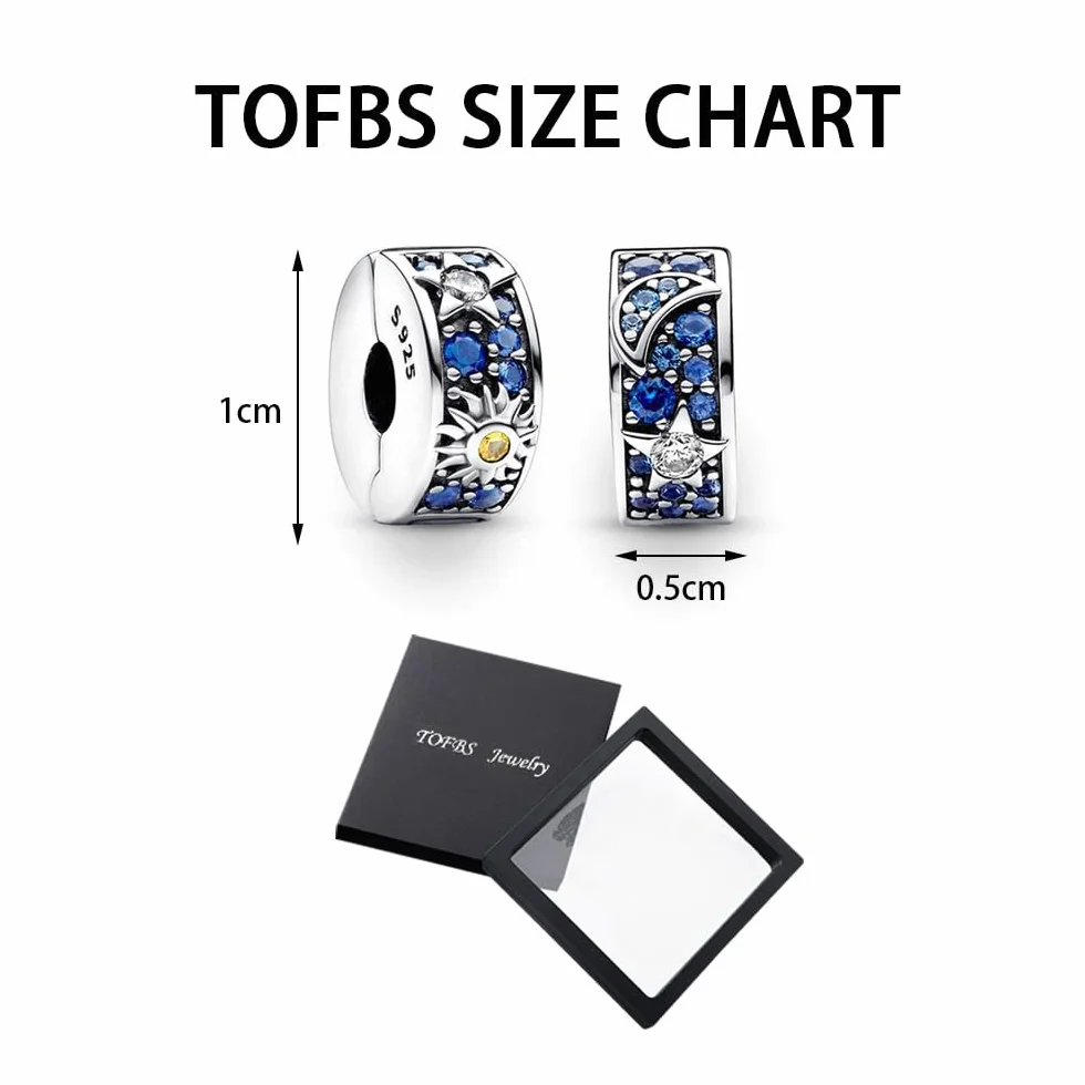 TOFBS 2 sztuki zawieszek damskich charmsów, srebro wysokiej próby 925, słońce, księżyc, gwiazdy, pavé, cyrkonie, charms, biżuteria, prezent urodzinowy, pomnik dla kobiet, przyjaciółki, matki