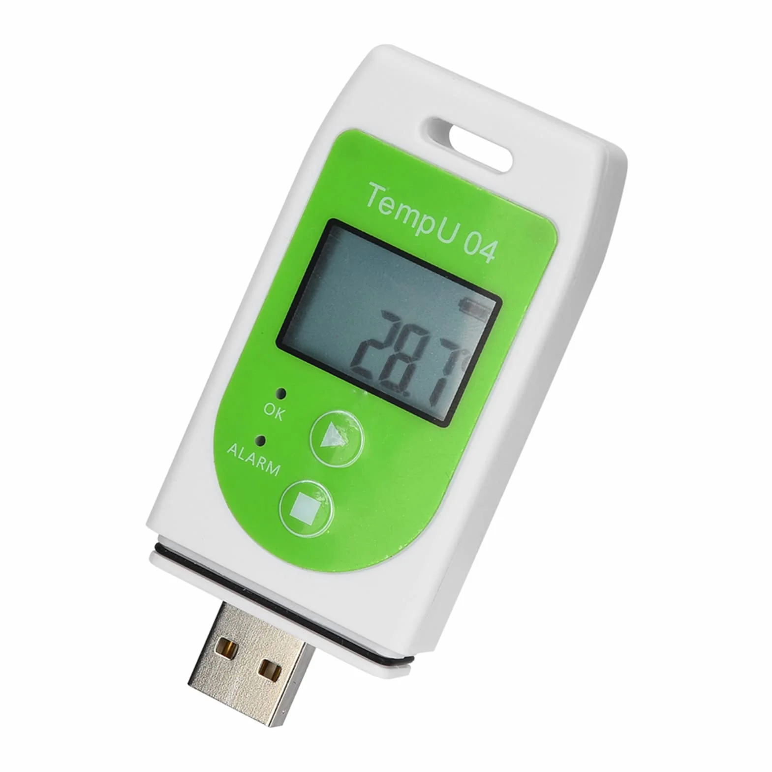 Rejestrator Temperatury, Cyfrowy Rejestrator Danych Temperatury USB z Raportami PDF i CSV Wielokrotnego Użytku Rejestrator Temperatury 32000 Punktów, Wyświetlacz LCD o Wysokiej
