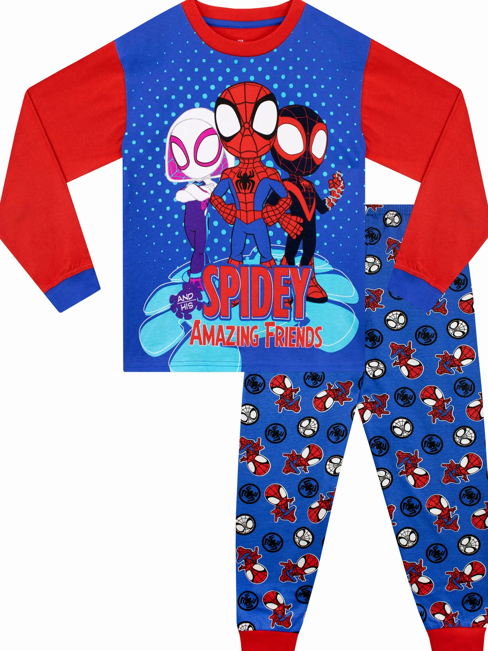 Marvel Chłopcy Piżama Spiderman Dziecięca Bielizna Nocna z Długimi Rękawami