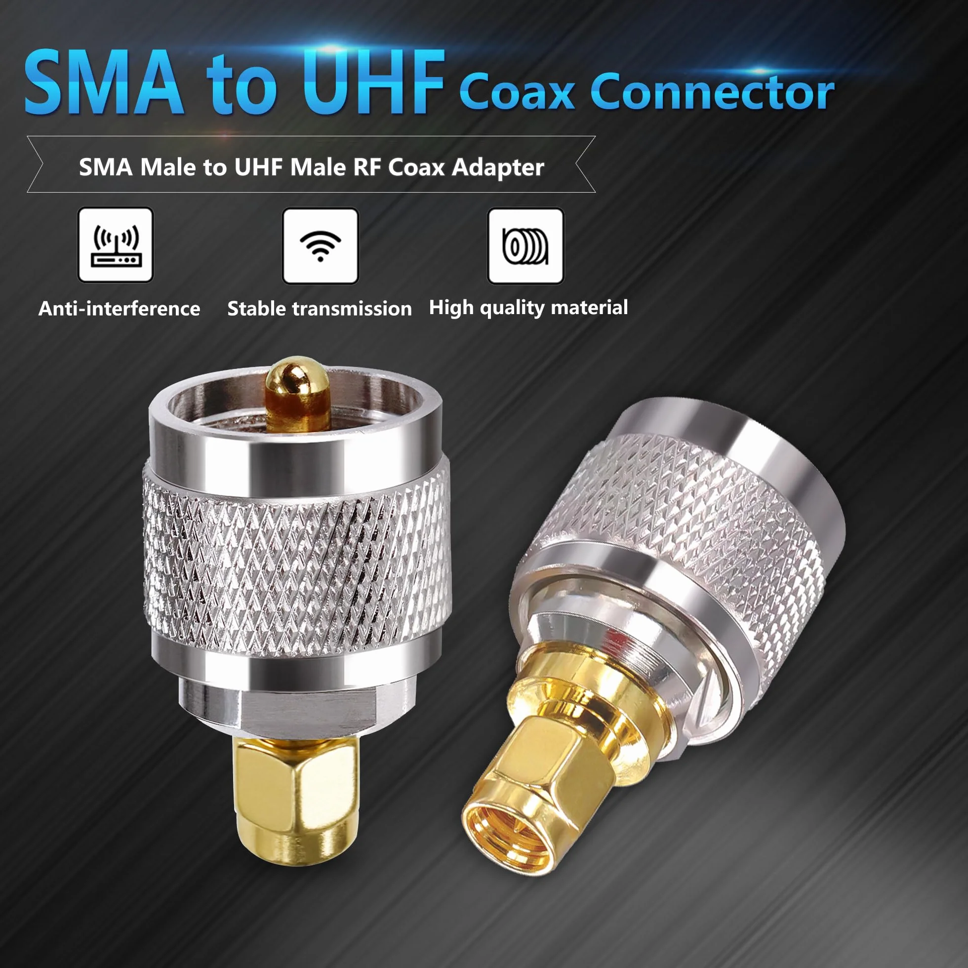 TUOLNK Adapter SMA na PL259 - SMA męski na UHF PL-259 męskie złącze koncentryczne do anteny radiowej CB - 2 szt