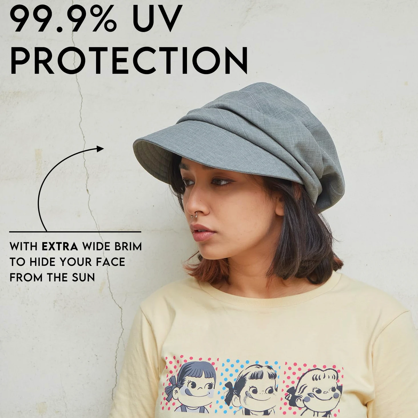 CHARM Organic Cotton Sun Hat for Women - Summer Spring Folding Visor for UV Protection, Chemo and Sensitive Skin