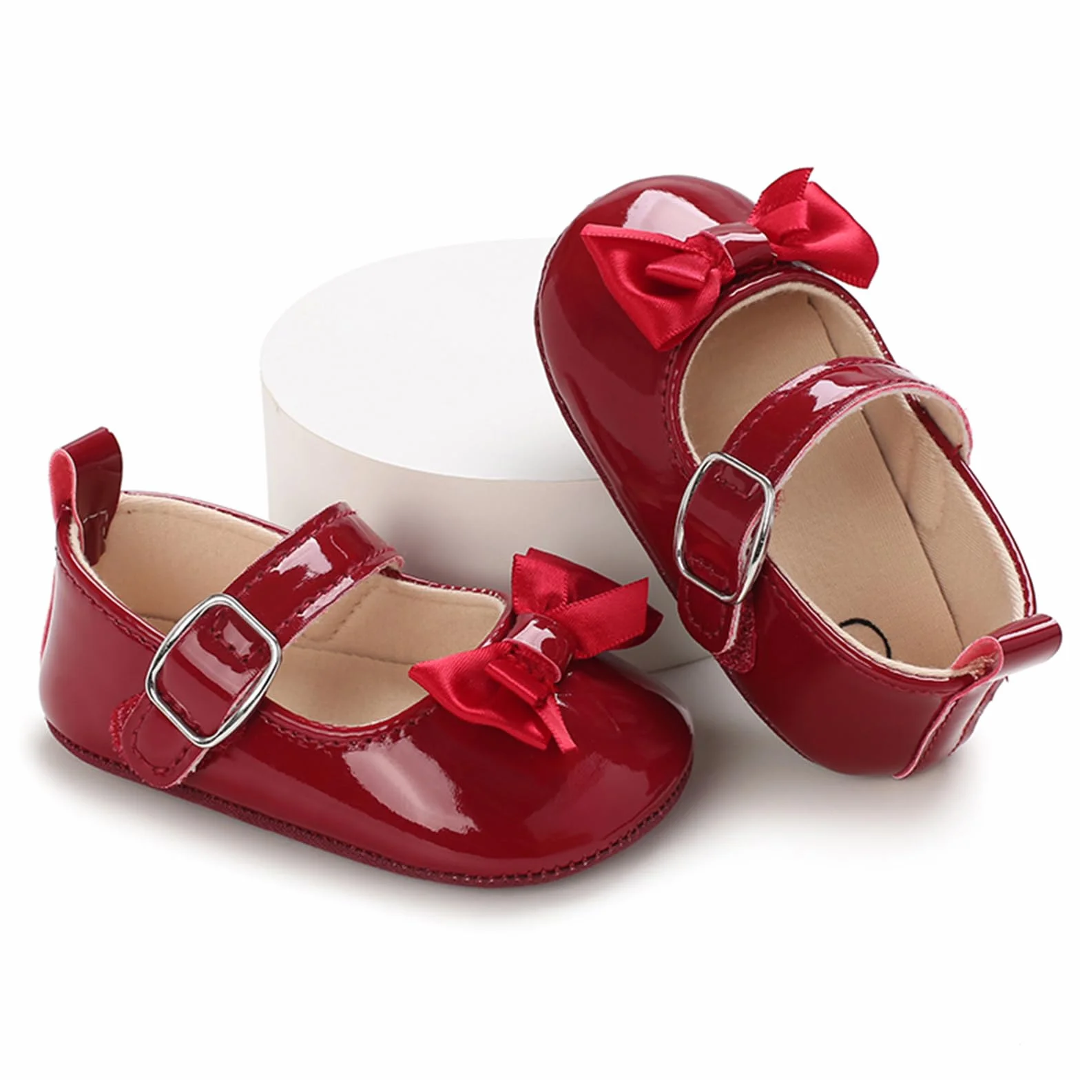 MASOCIO Buty Mary Jane dla dziewczynek antypoślizgowe Czerwony 2 6-12 Miesiące