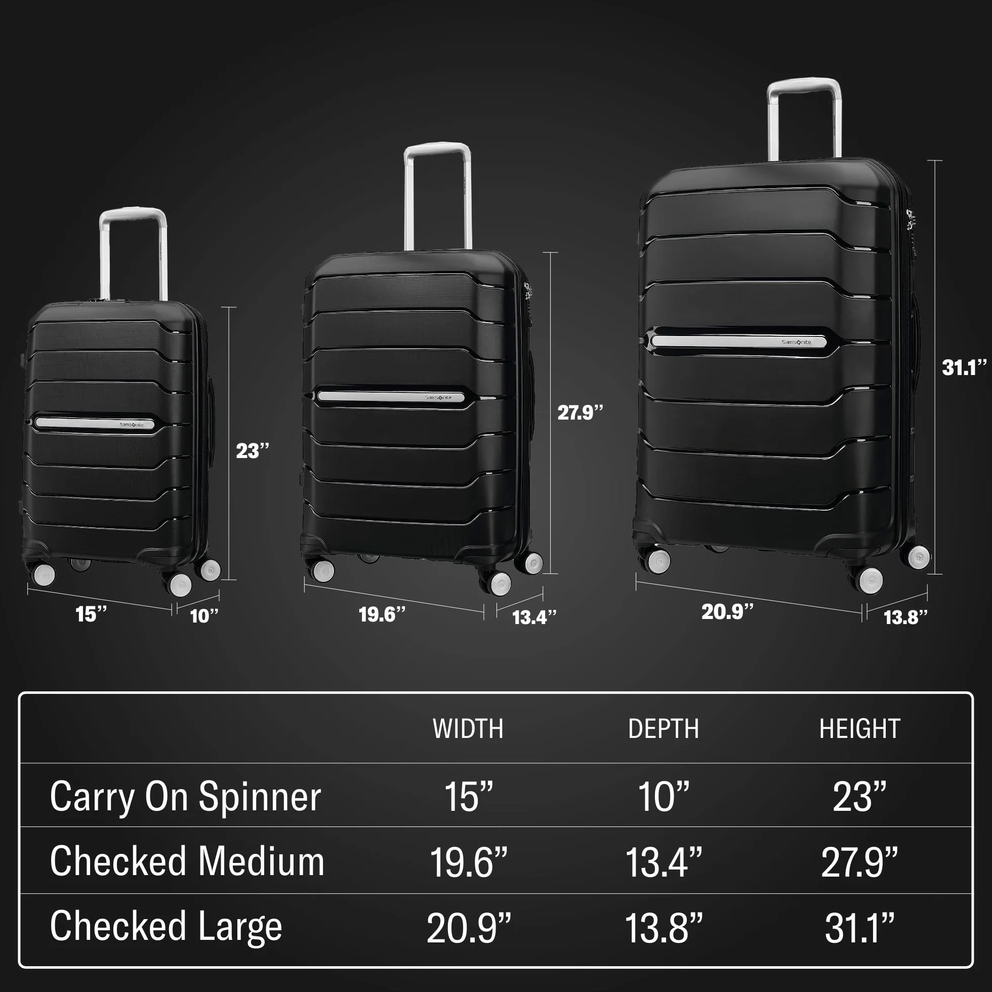 Samsonite Freeform 24-Inch Medium Luggage with Dual 360° Spinner Wheels - Checked Suitcase - TSA Lock, Airline-Approved - Durable Polypropylene Expandable Hardshell for Lightweight Travel - Black
