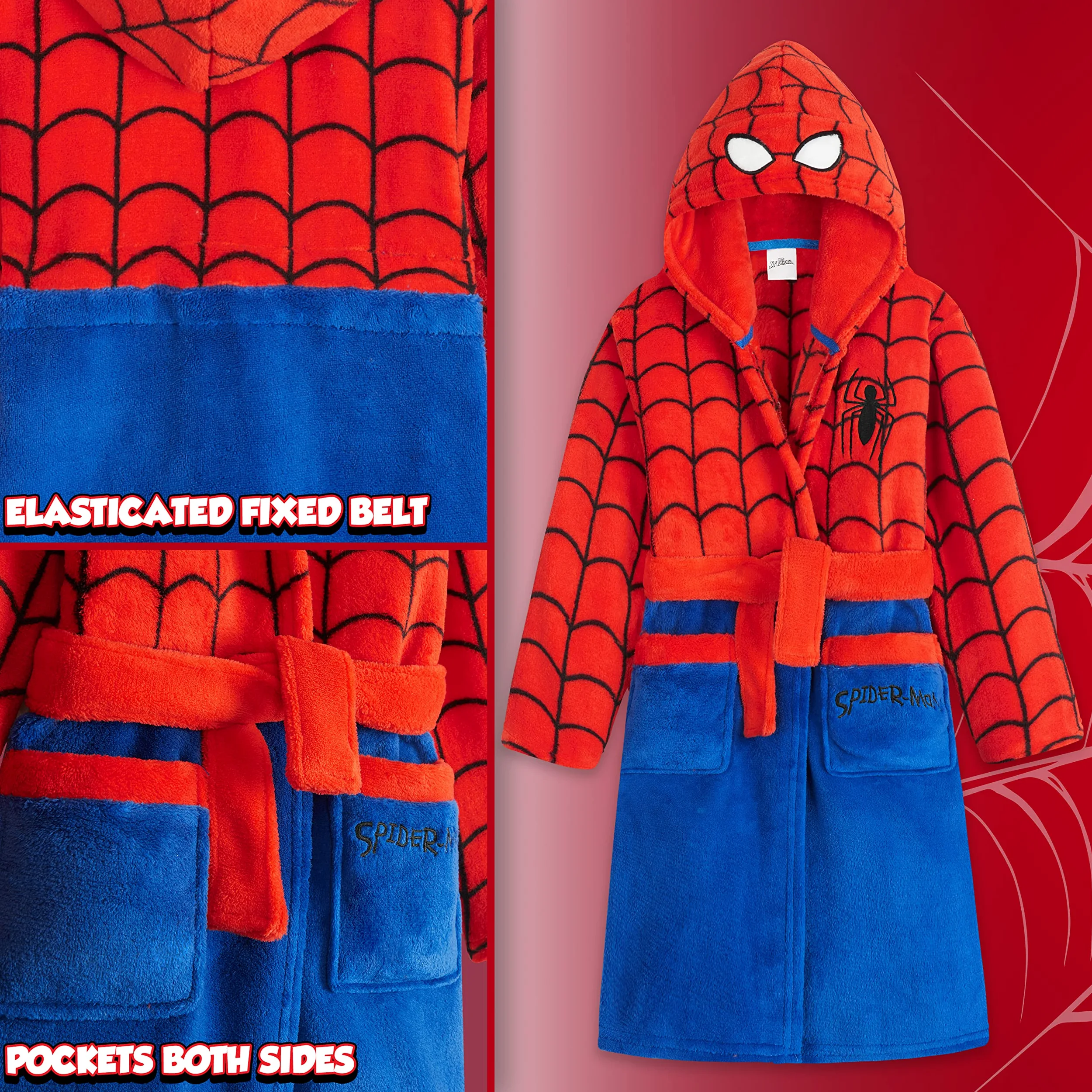 Marvel Szlafrok chłopięcy, puszysty szlafrok Spiderman