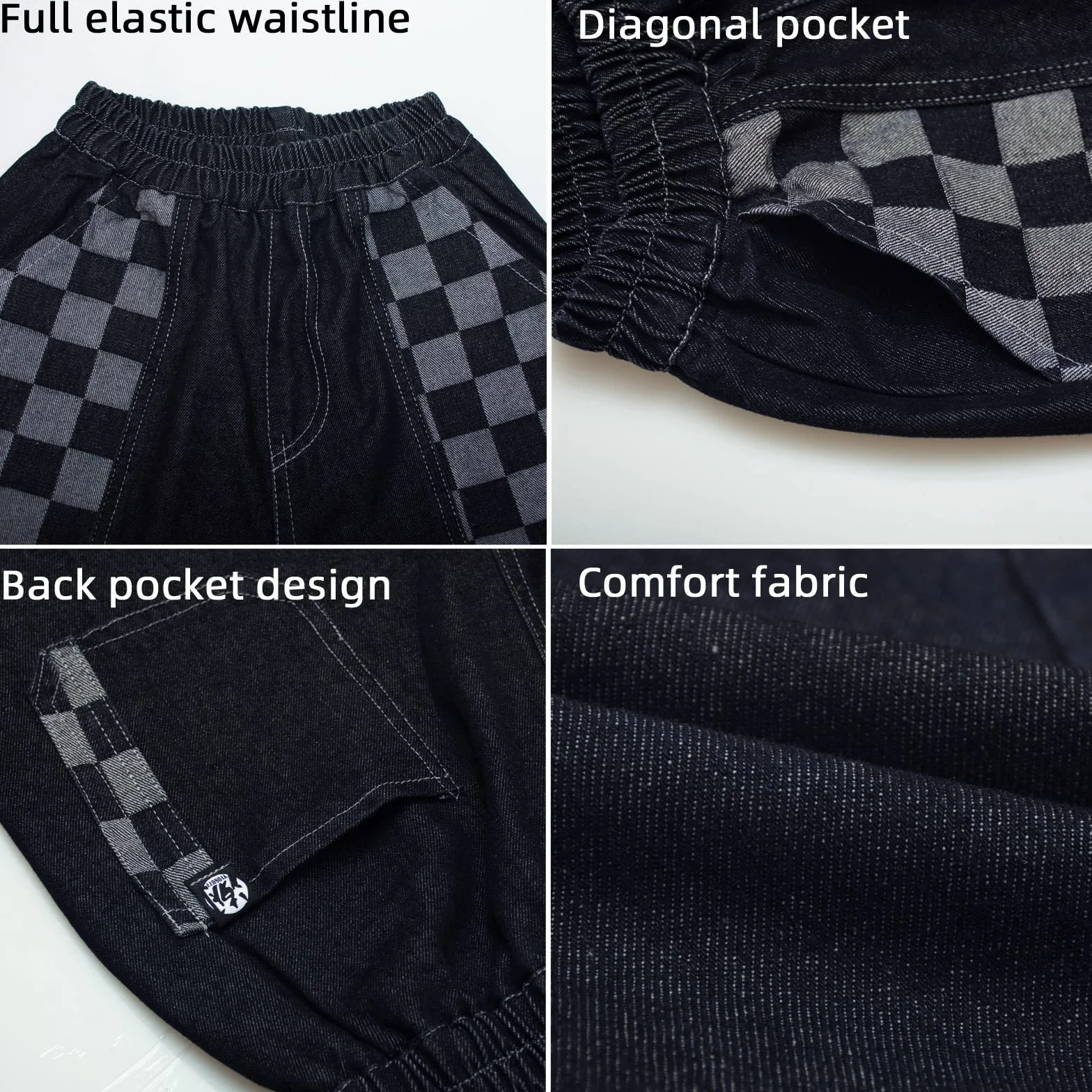 MEILONGER Baggy Jeans chłopięce dziecięce elastyczne spodnie ze stretchem w talii, modne spodnie jeansowe