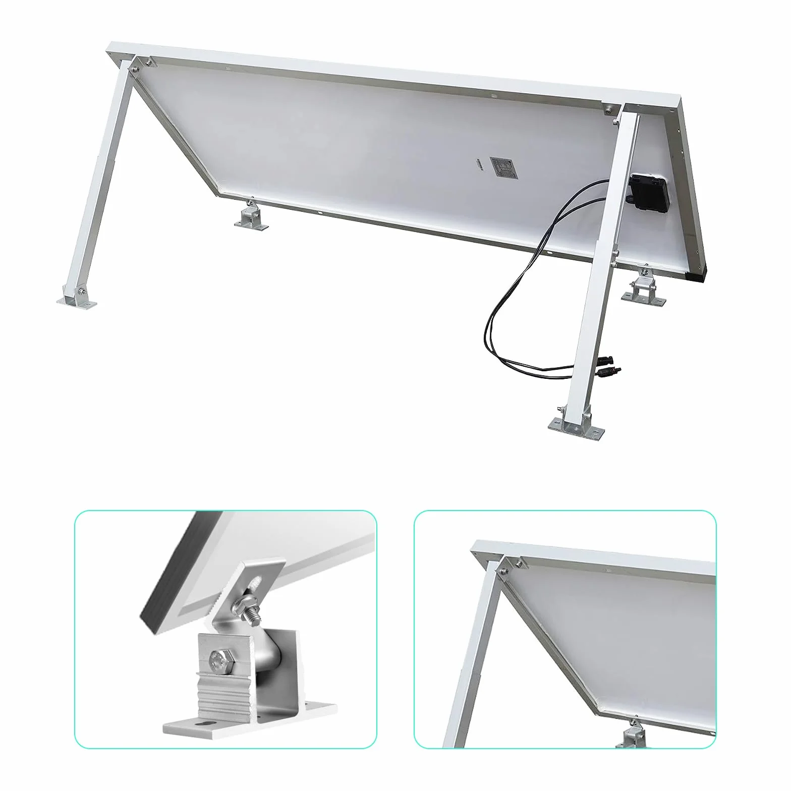 Uchwyt do modułu solarnego, uchwyt do elektrowni balkonowej, panel słoneczny, wsporniki fotowoltaiczne, 15°-30°, indywidualnie regulowany, aluminiowy uchwyt modułu solarnego do płaskiego dachu, dachu,