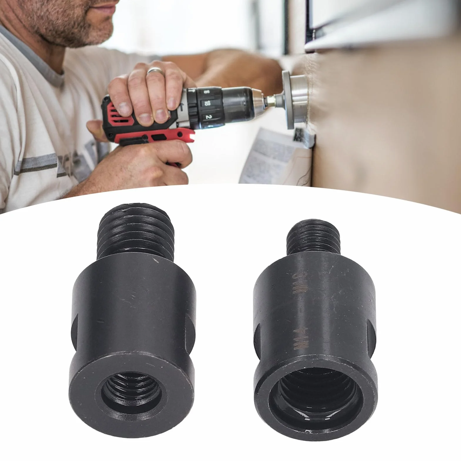 Adapter do gwintownika M10 na M14, 2 sztuki prętów przedłużających do otworów, szlifierki kątowej z konwerterem, do precyzyjnego wiercenia w wąskich warunkach
