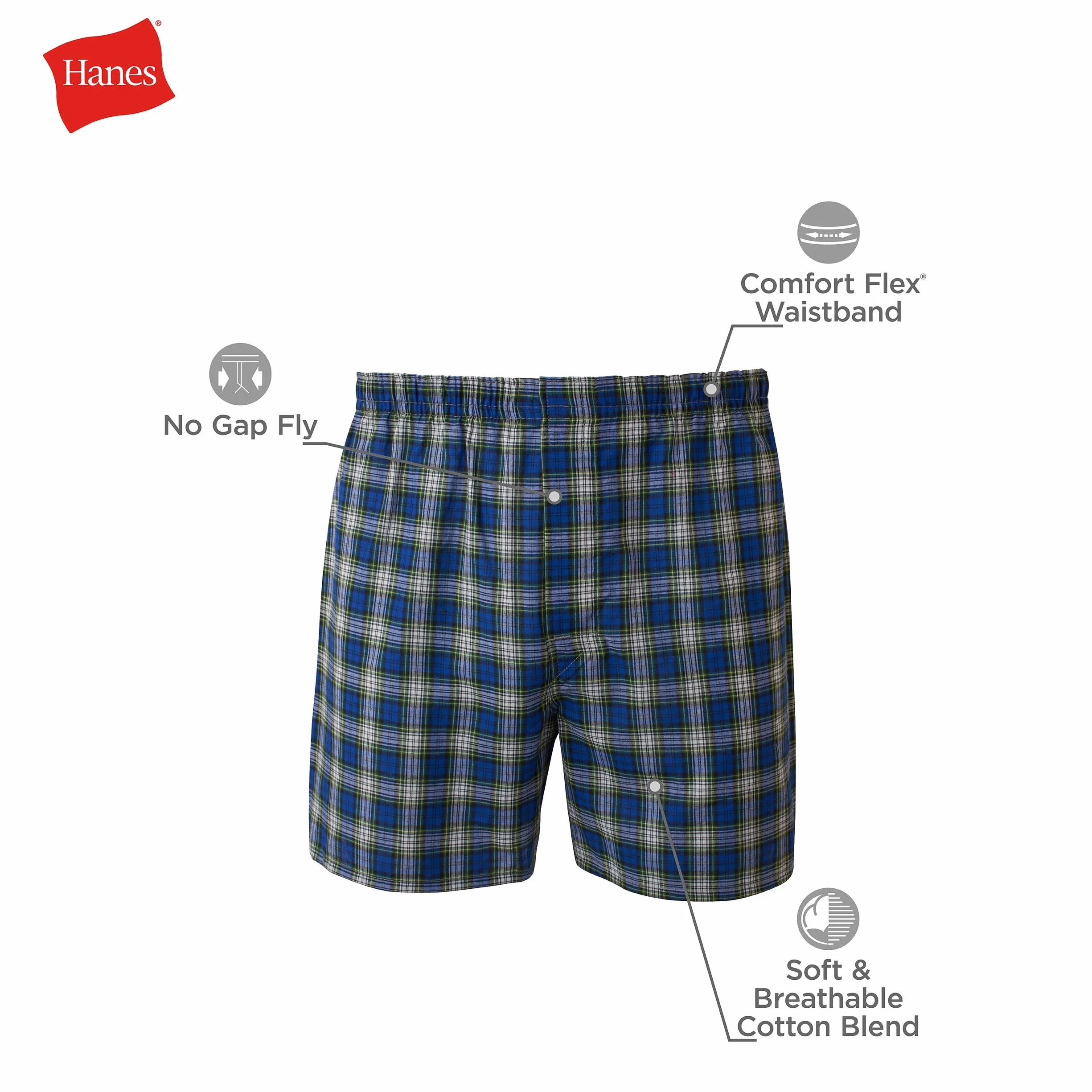 Hanes Bielizna bokserska bez metki, odsłonięty pasek, dostępne wiele opakowań Mężczyźni Tagless Boxer Underwear, Exposed Waistband, Multi-packs Available (5 w zestawie)