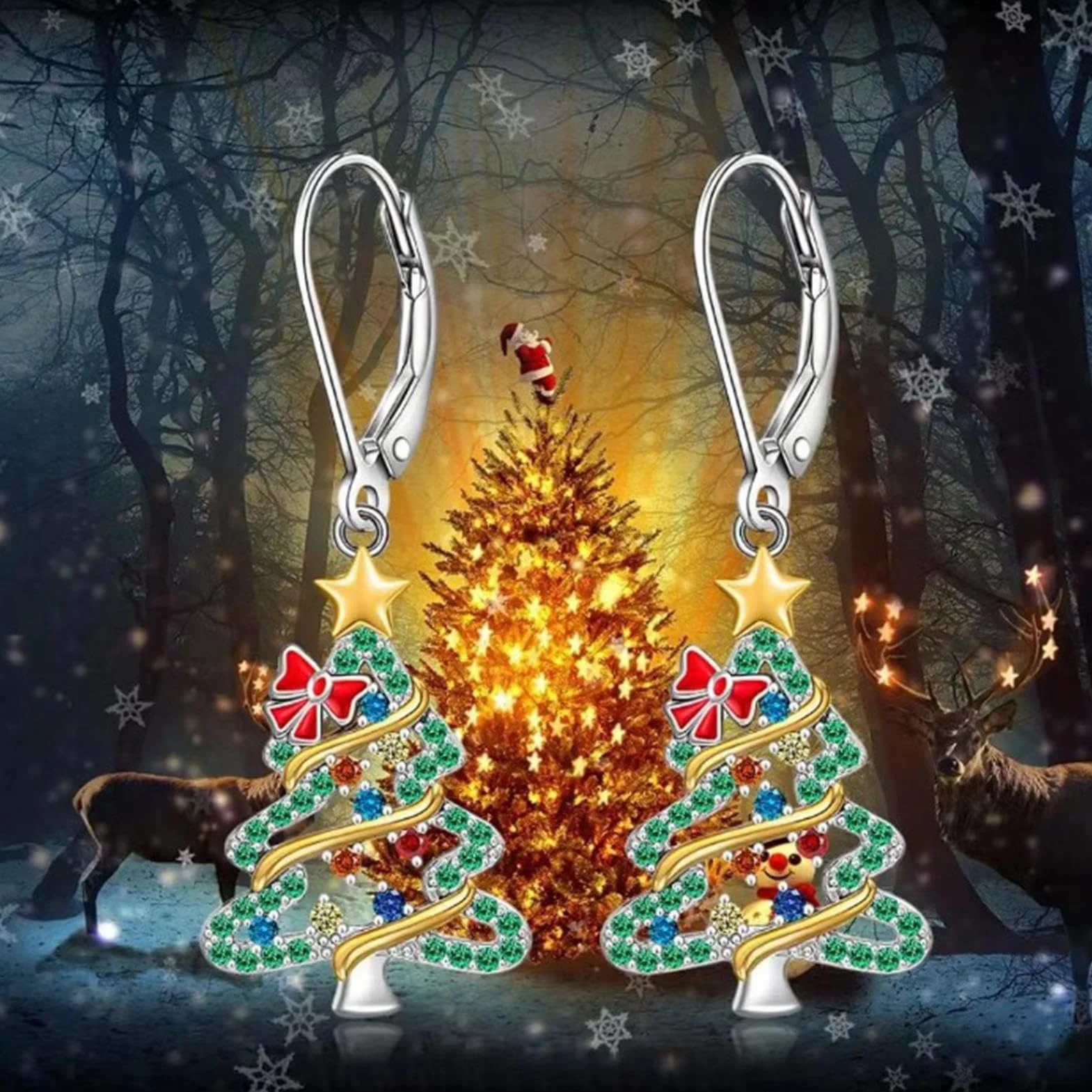 Kolczyki świąteczne dla kobiet, świąteczne kolczyki wiszące | Kolorowe kolczyki wiszące z kokardką Jingle Bell | Biżuteria z motywem bożonarodzeniowym, kolczyki wiszące Kolczyki sztyfty na