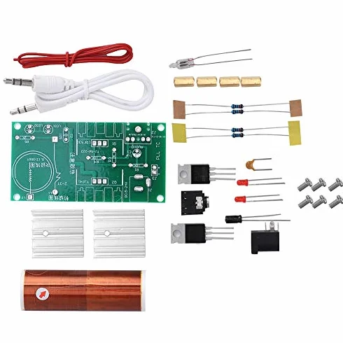 Cewka Tesli Zestaw do samodzielnego montażu, DC 15-24V 2A Mini muzyka Cewka Tesli Zestawy do samodzielnego montażu Moduł cewki Tesli Głośnik plazmowy niezmontowany Mini zestaw elektroniki do majsterkowania Narzędzie 15W, model eksperymentalny do ćwiczeń b