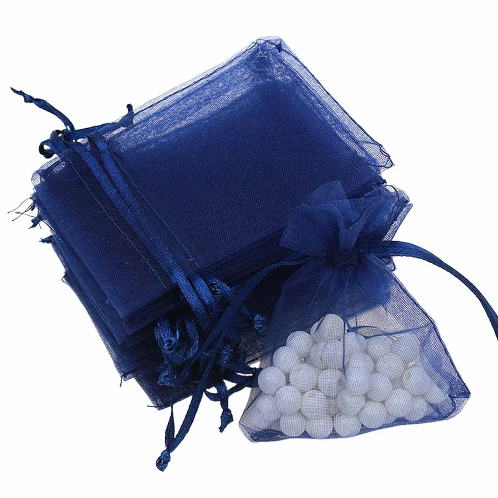 Torba na prezent z organzy 7x9 cm granatowy