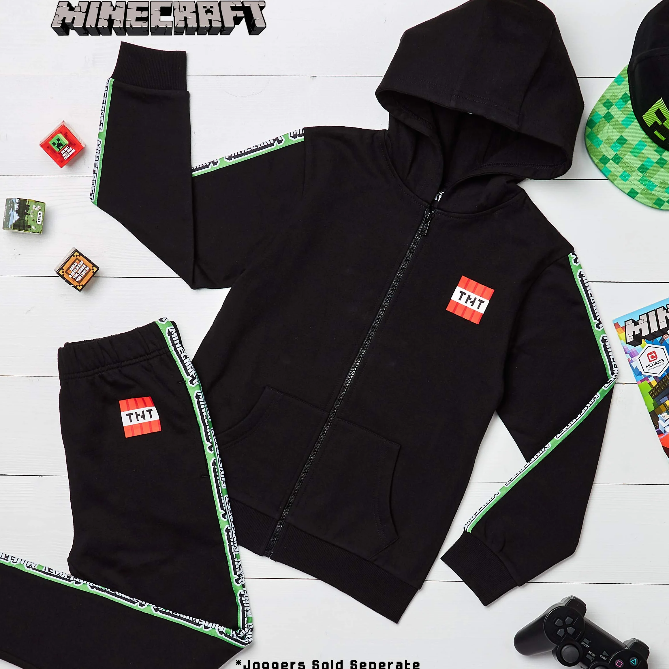 Minecraft Bluza z kapturem dla chłopców z zamkiem błyskawicznym, długi rękaw, prezent dla graczy 5-14 lat