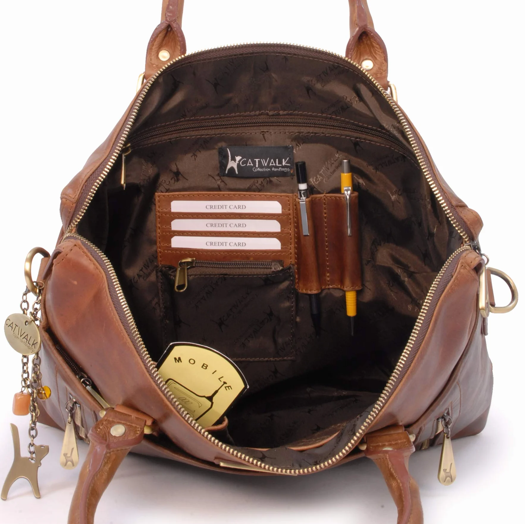 Catwalk Collection Handbags - Duża Damska Skórzana Torebka Typu Tote - Torba na Laptopa do Pracy - Aktówka z Paskiem na Ramię - Adele