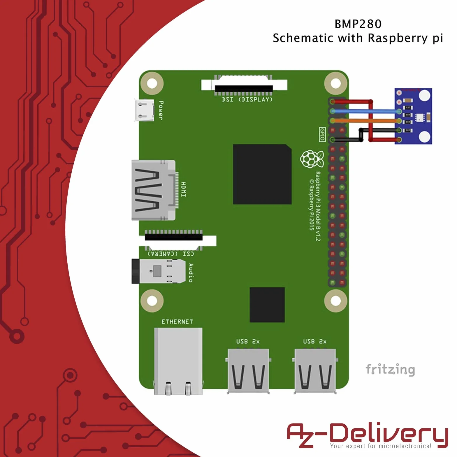 AZDelivery GY-BMP280 Czujnik barometryczny do pomiaru ciśnienia powietrza kompatybilny z Arduino i Raspberry Pi wraz z e-Book!