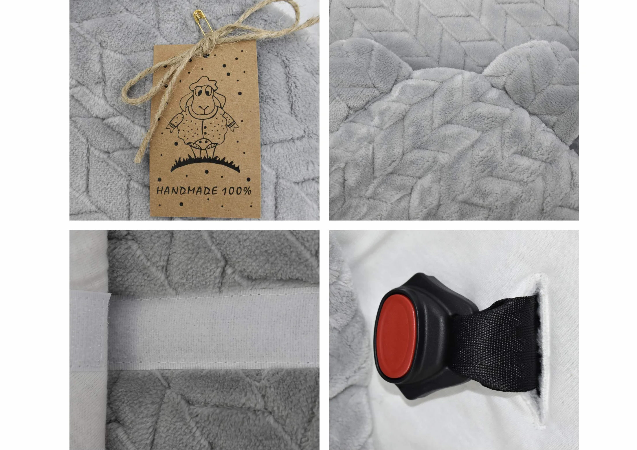 DANKA Koc do fotelika dla niemowląt, wózka dziecięcego, fotelika dziecięcego i Maxi Cosi – koc dla noworodków, 80 x 80 cm, z kapturem i zapięciem na rzepy, na zimę i lato, całoroczny – szary