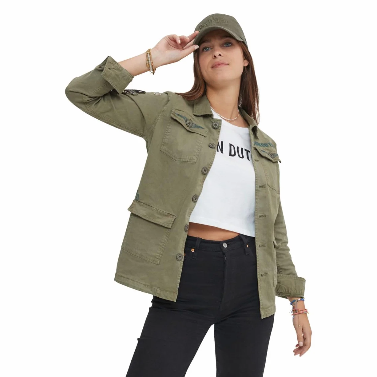 Von Dutch Damska bawełniana kurtka Angel Khaki, zielony, L