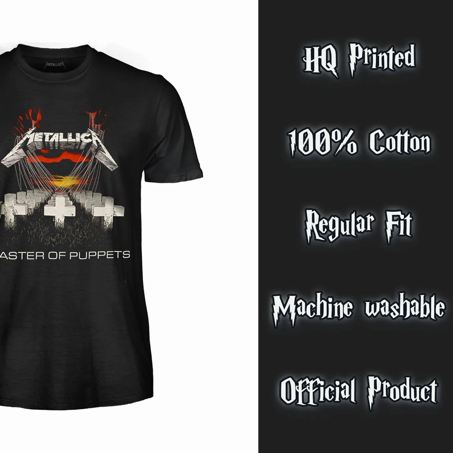 Metallica Koszulka Master of Puppets. Oficjalna koszulka rockowa z zespołu Heavy Metal. Unisex Dorosły chłopiec