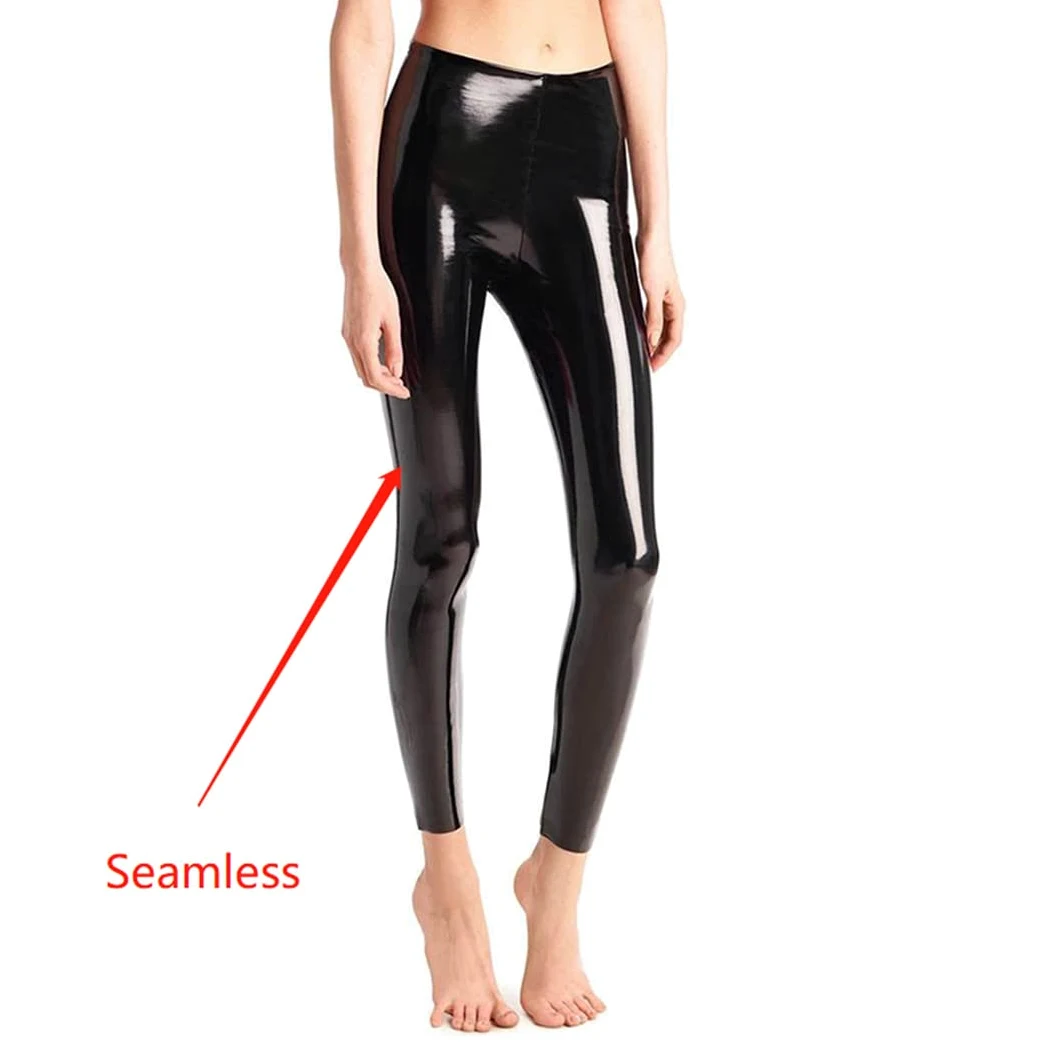 Damskie seksowne, obcisłe, boczne, bezszwowe spodnie z PVC PU Faux Leather Legginsy Niski stan Plus Size Party Wąskie obcisłe spodnie obcisłe (czarne 3XL)