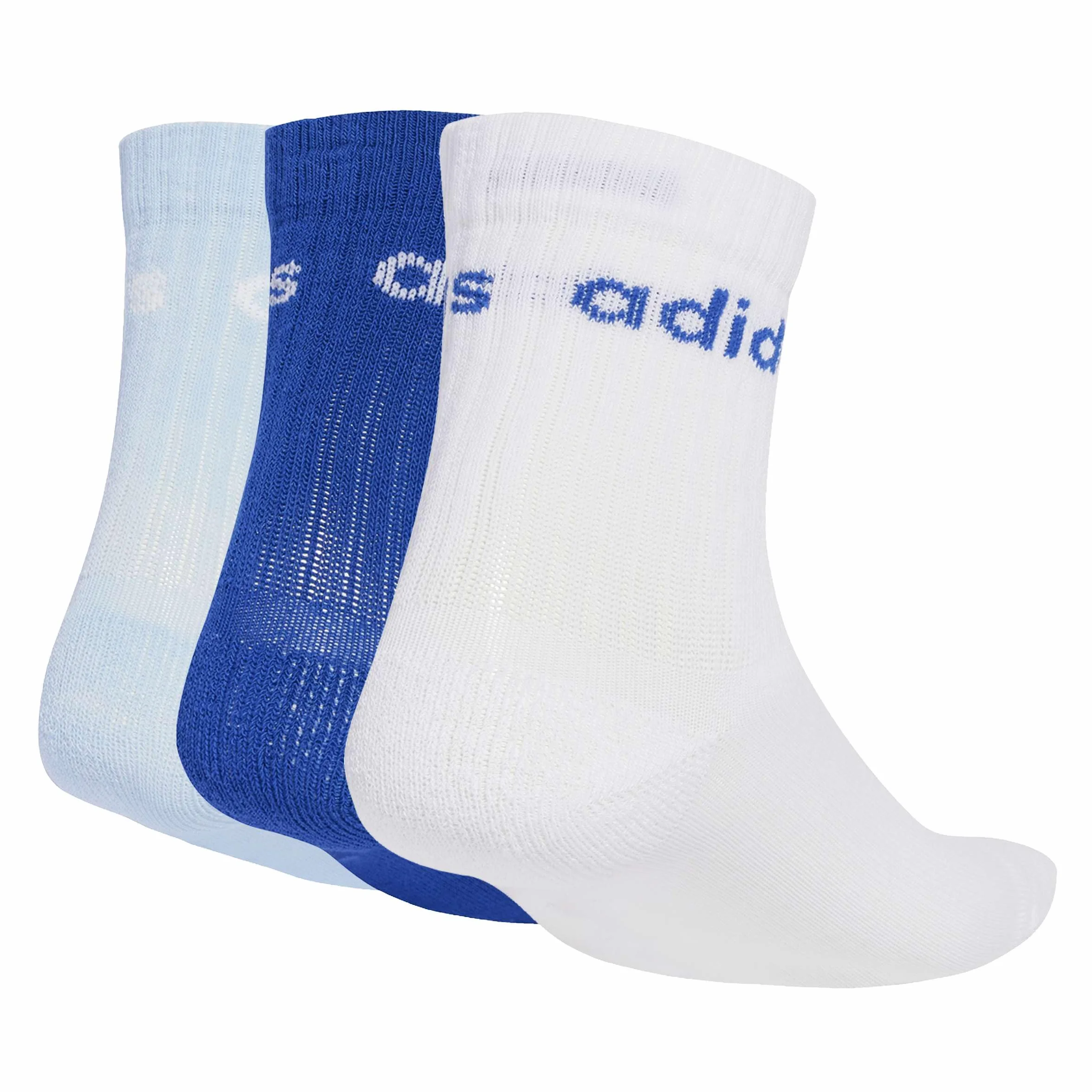 adidas Uniseks - dzieci LINEAR KIDS CREW 3 PAIRS PER PACK SOCKS, white/glow blue/team royal blue, 4-5 Years