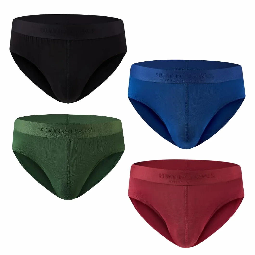 HUNTER&HAWKS Men's 4 pack Bamboo Briefs, S-6XL, Soft, Antibacterial and Breathable Underwear, Cool Dry Mens Briefs, Perfect Fitting