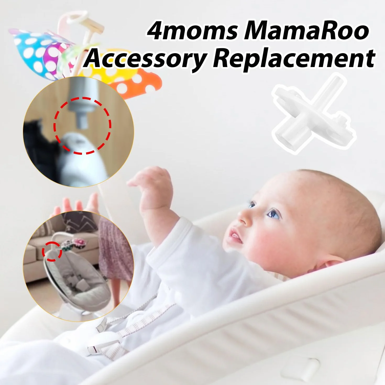 Zlacze Mobilne Zamienne do 4moms Mamaroo, Mocowanie do Stojaka na Zabawki Kompatybilne Ze Stojakiem na Zabawki 4moms Mamaroo Model 1037
