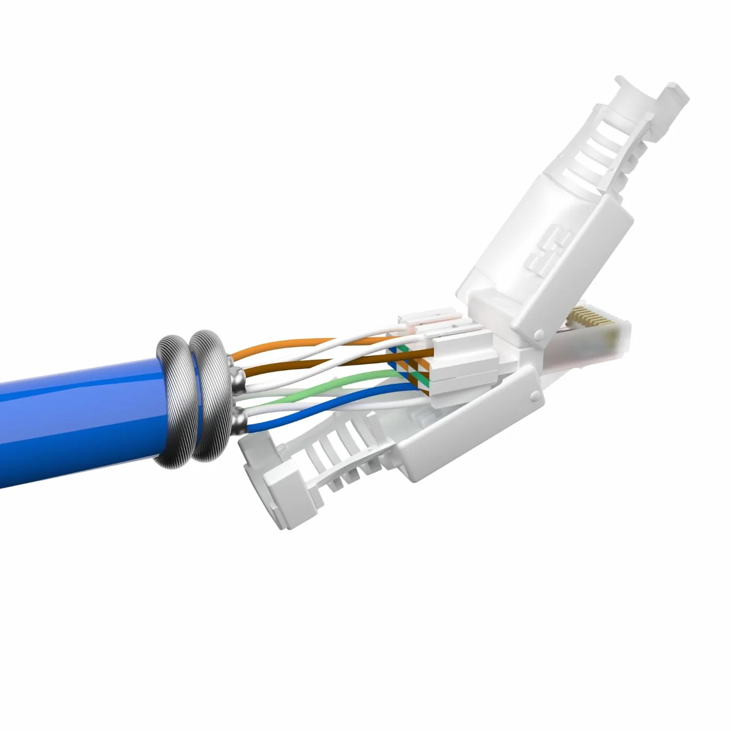 Germany B.e.s.t 10 x wtyczka sieciowa RJ45 CAT6 bez użycia narzędzi - beznarzędziowa wtyczka LAN UTP do CAT5, CAT6, CAT7 - nadaje się do kabli instalacyjnych i krosowych