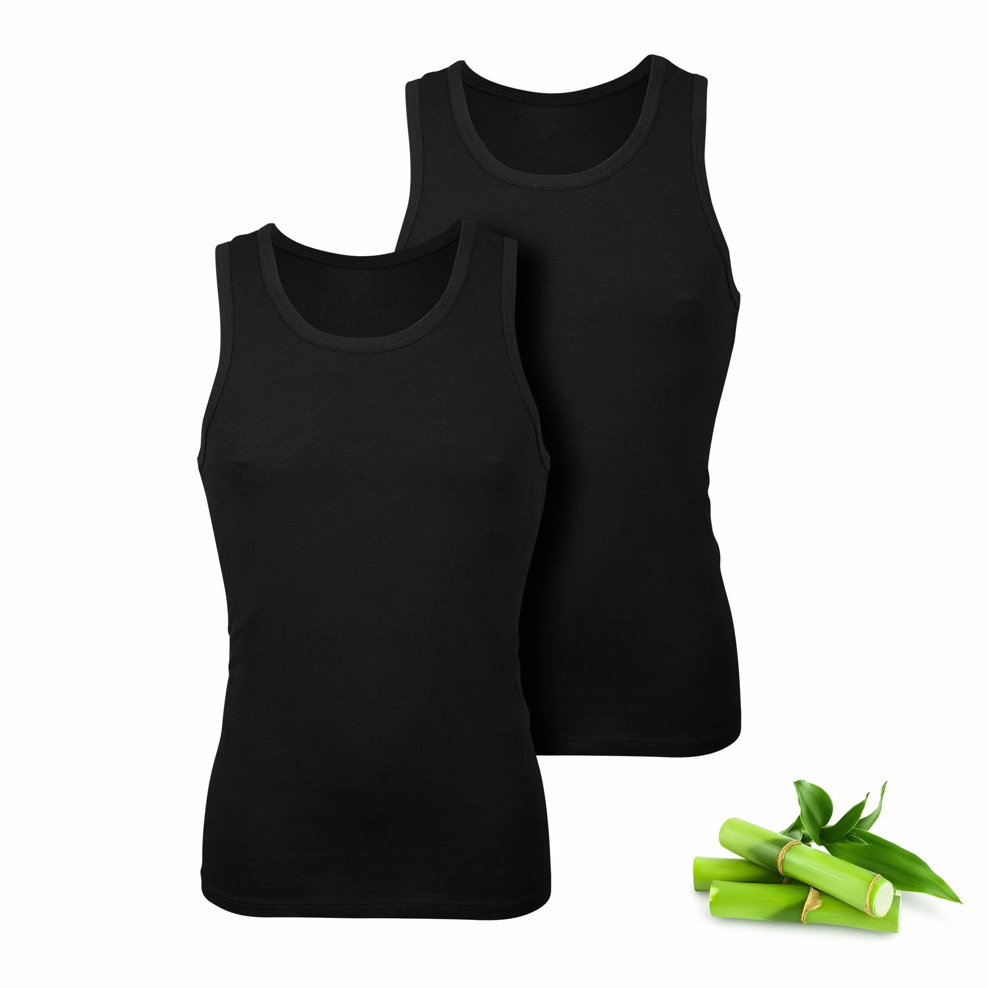Basic Treasure 2-pak podkoszulek męski tank top bambus bawełna czarny XL