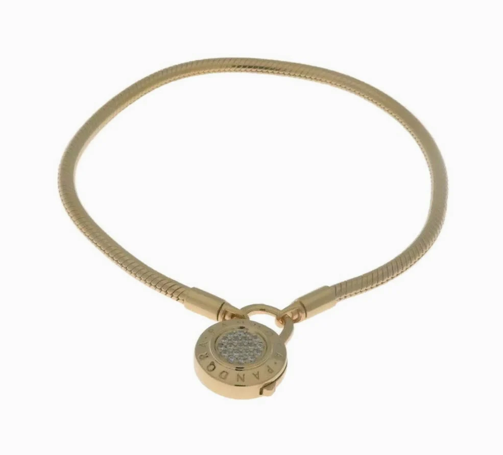 PANDORA Shine Logo Kłódka Zapięcie Bransoletka - 567757CZ, 9.1 inch, Metal