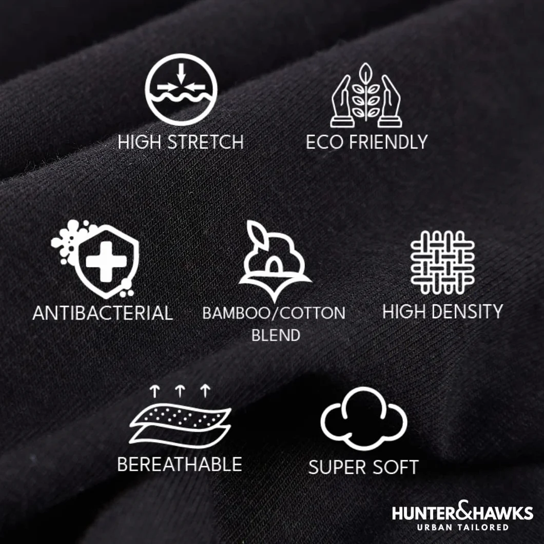 HUNTER&HAWKS Men's 4 pack Bamboo Briefs, S-6XL, Soft, Antibacterial and Breathable Underwear, Cool Dry Mens Briefs, Perfect Fitting