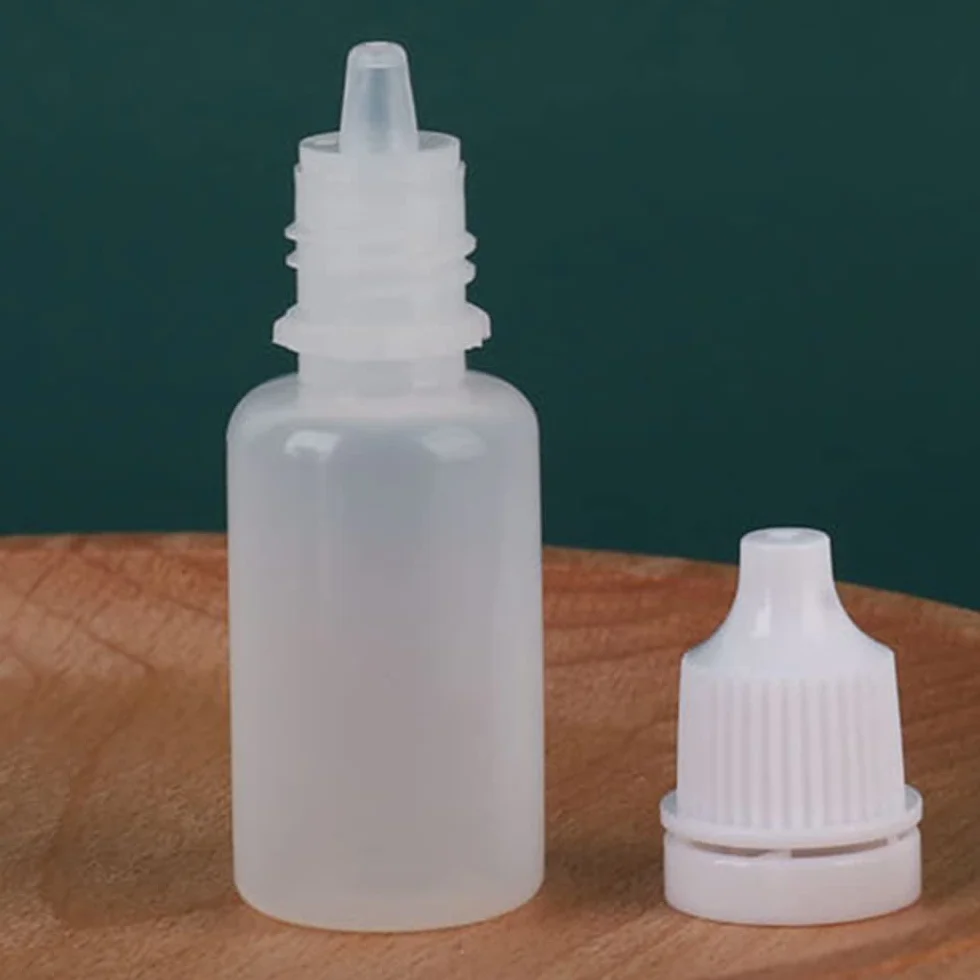 Othmro Plastikowa biała półprzezroczysta butelka z zakraplaczem 50 ml małe butelki z kroplami pusta wyciskana butelka na płyn do oczu 10 szt