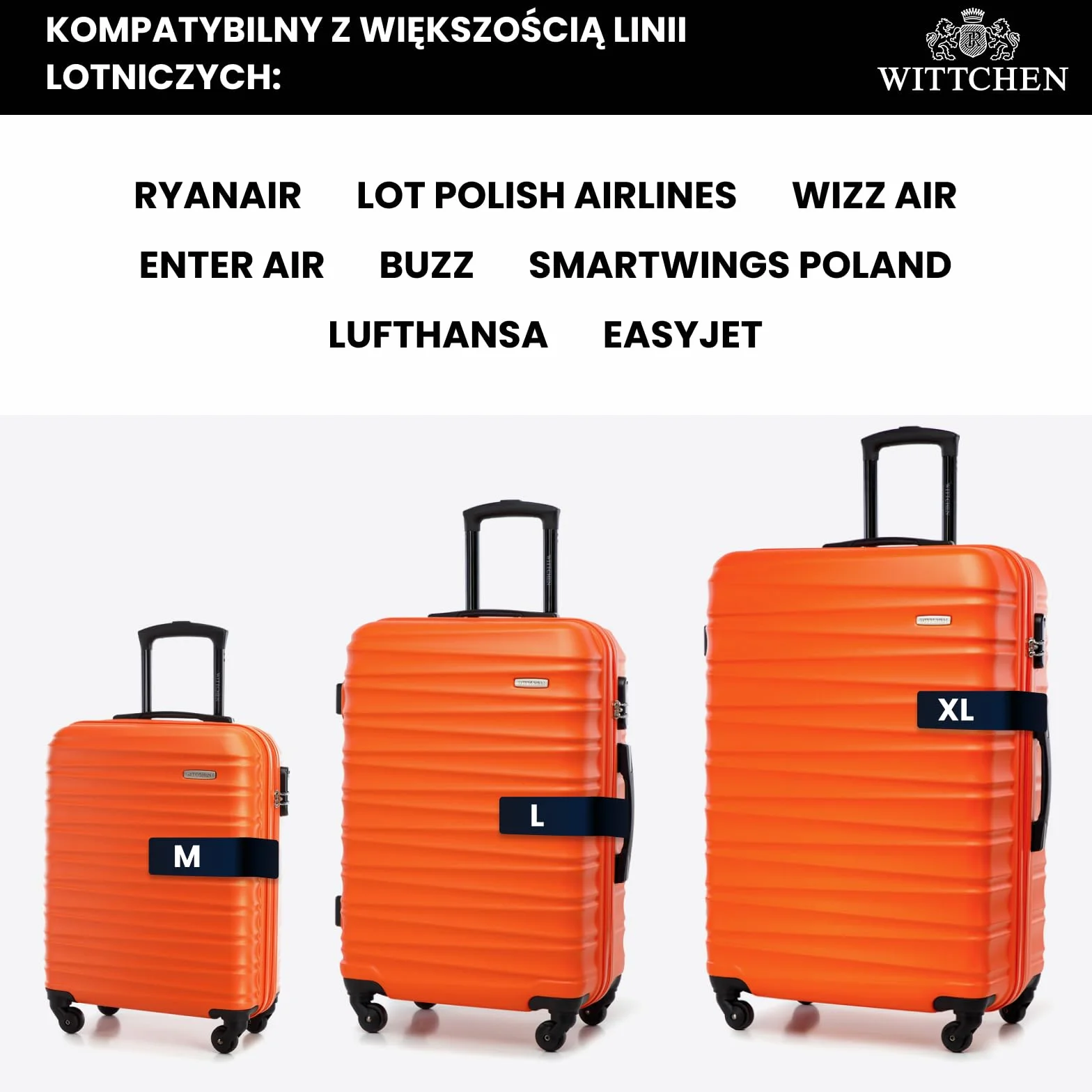 WITTCHEN GROOVE Line Mała walizka kabinowa ABS twardy bagaż pomarańczowy