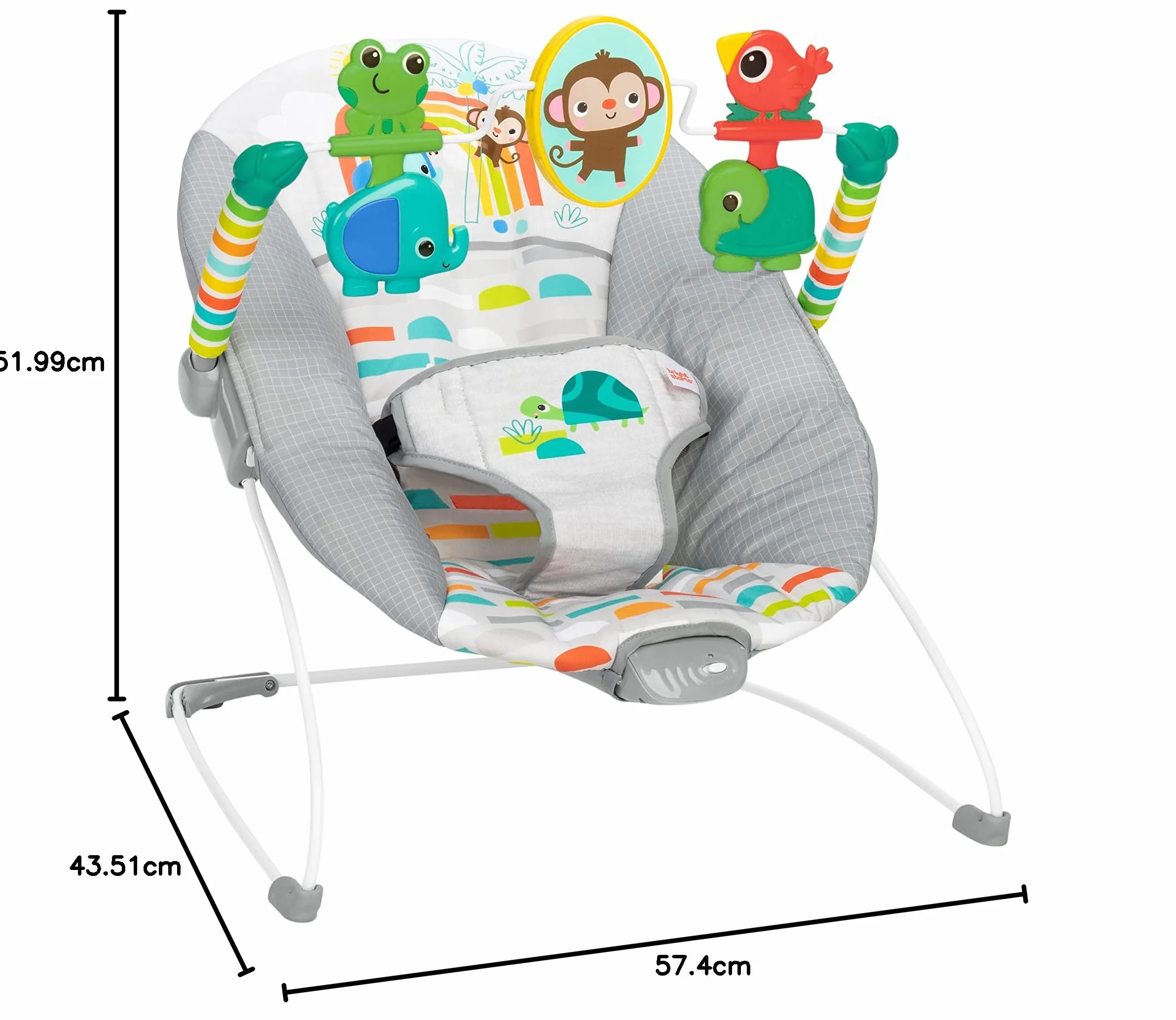 Bright Starts, Playful Paradise leżak z kojącymi wibracjami i interaktywnymi zabawkami, unisex, 0-6 miesięcy