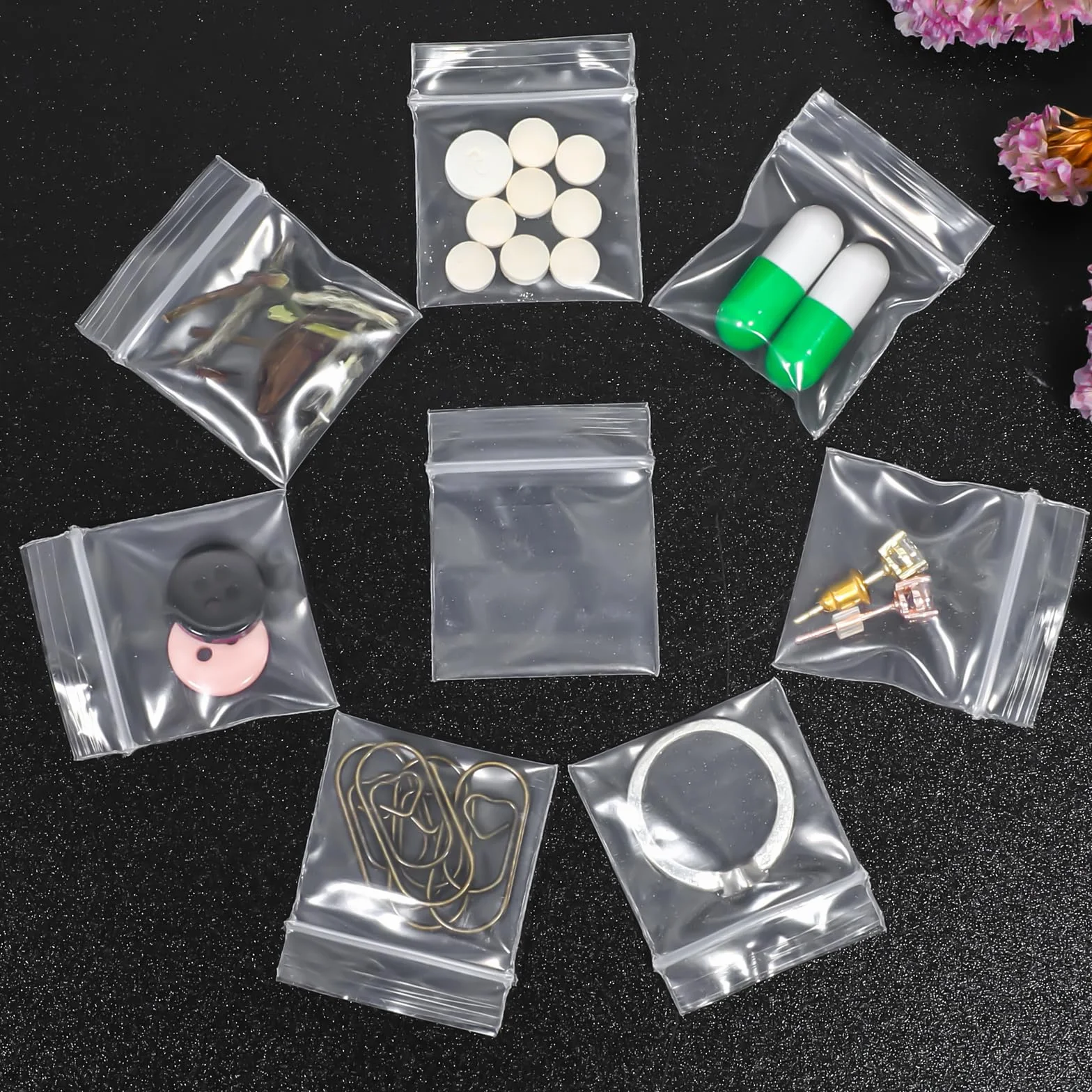 200 sztuk mini woreczków z zamknięciem strunowym Zip Beutel 3,5 cm x 5 cm plastikowe torebki z suwakiem, z możliwością ponownego zamknięcia, szybkie zamknięcie z polietylenu