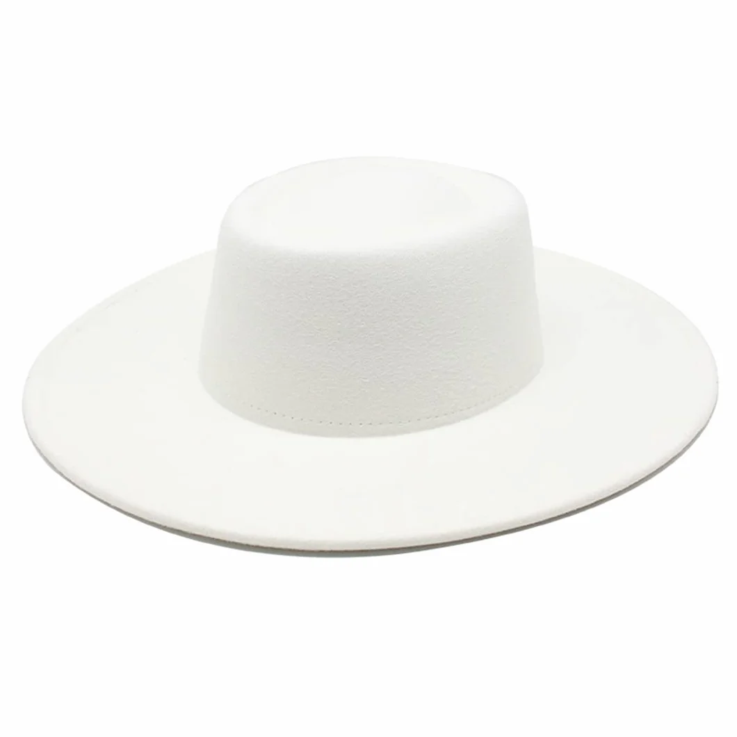 Klasyczny brytyjski styl 9,5 cm duży szeroki rondo kapelusz fedora dla kobiet jesień zima filcowe kapelusze kościelne