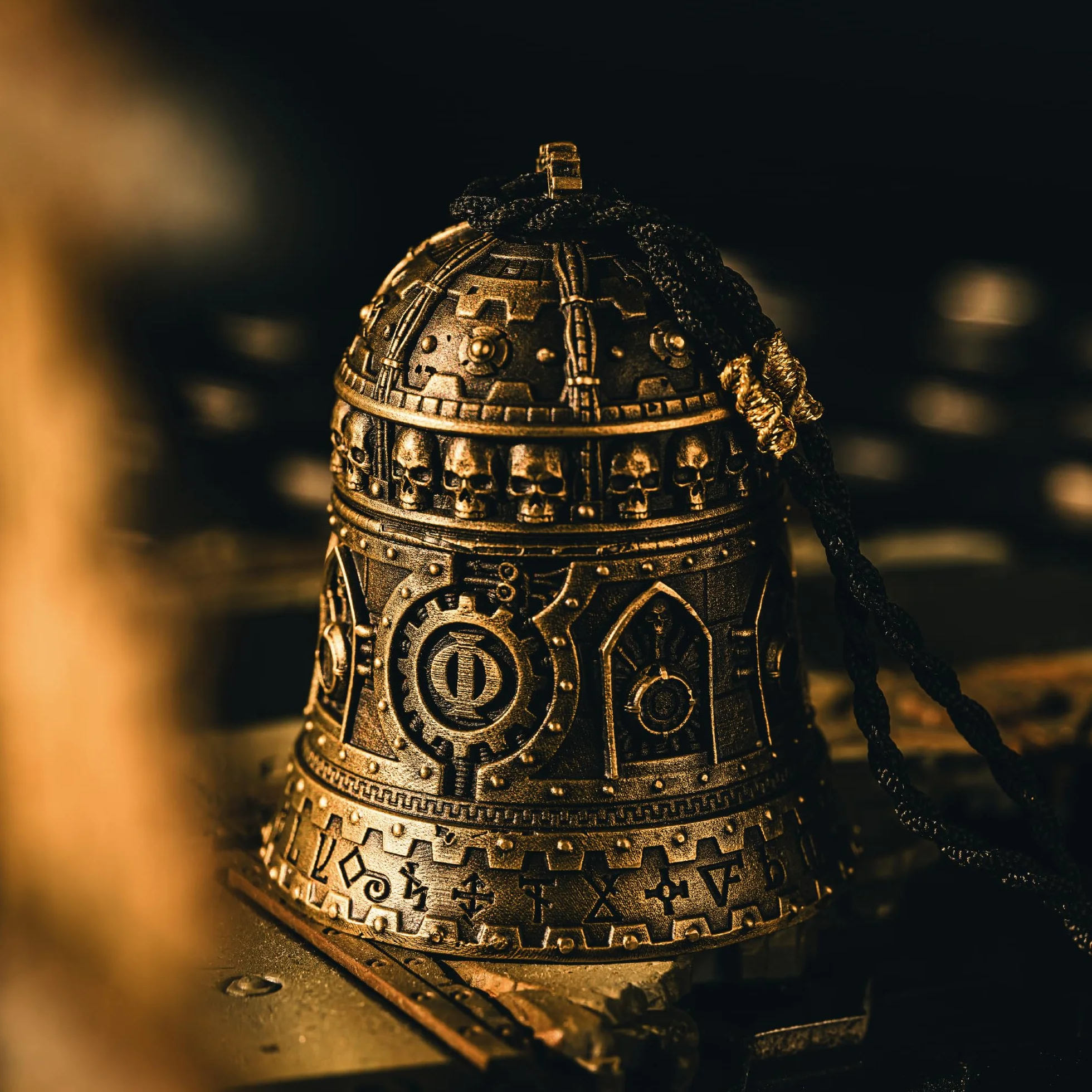 Adeptus Mechanicus Miedziany Wisiorek Warhammer 40K Dominacja Dzwon Ominissah Czarny Pleciony Sznur