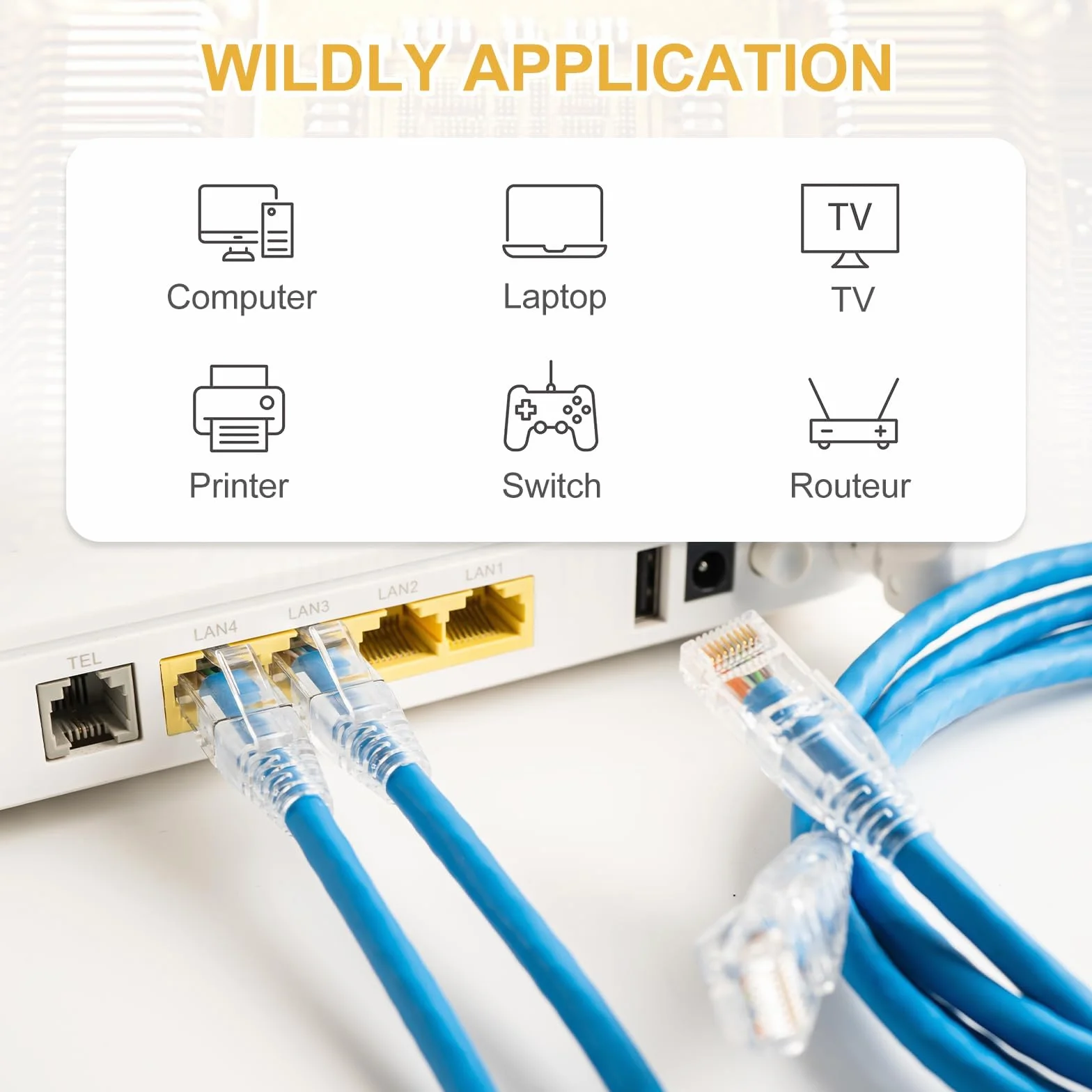 QUARKZMAN 30 szt. Złącza RJ45 Cat6 Pass Through, pozłacane złącze RJ45 8P8C z 30 białymi antypoślizgowymi tulejami do pełnego lub skręconego kabla Ethernet UTP, 1,1 mm