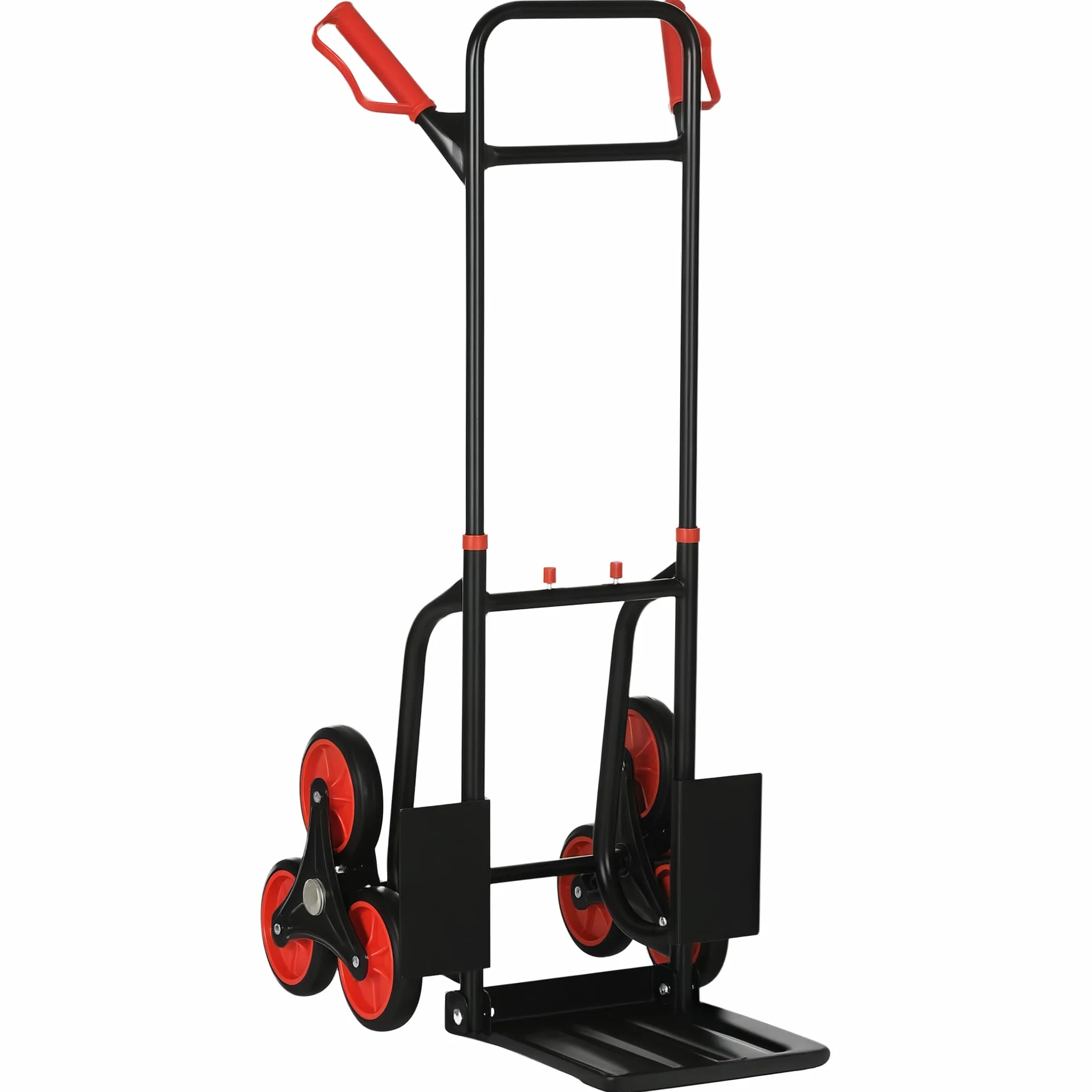 HOMCOM Wózek schodowy 6 kół, rozkładany, składany wózek transportowy 120 kg, wózek składany, stalowy, czarny czerwony