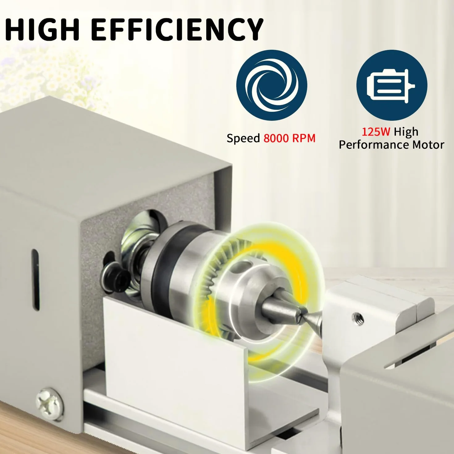 Mini tokarka 125 W, 2000 – 8000 obr./min, metalowa mała tokarka z 7-biegową regulacją, zakres zacisku od 0,02 do 0,24 cala, tokarka metalowa do obrotów, rowków, szlifowania