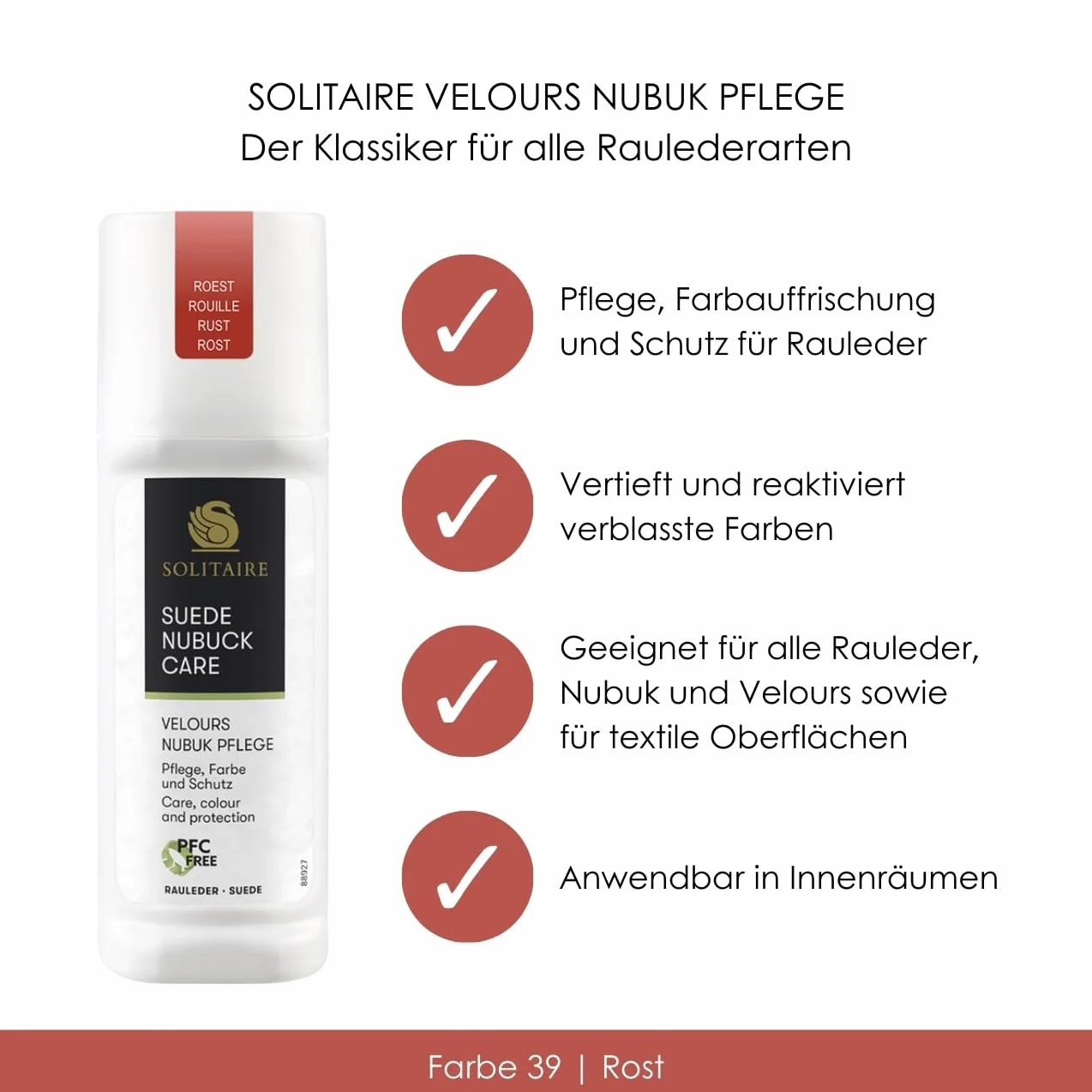 SOLITAIRE 906305 welurowa pielęgnacja nubuku 75 ml do zamszu i tekstyliów czerwony rdzawy