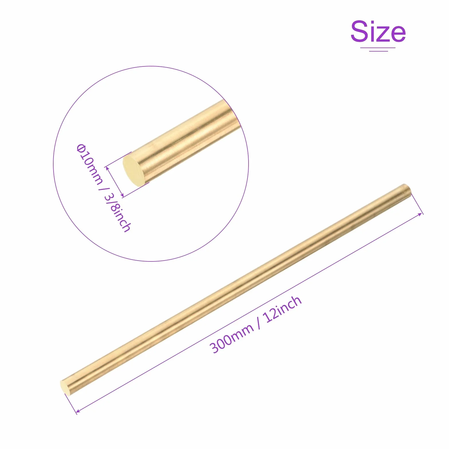 DMiotech 10 mm x 300 mm mosiężne pręty, okrągłe pręty mosiężne do samodzielnego spawania pręta mosiężnego pręta tokarskiego do dziurkowania modelu wału samolotu statku samochodowego