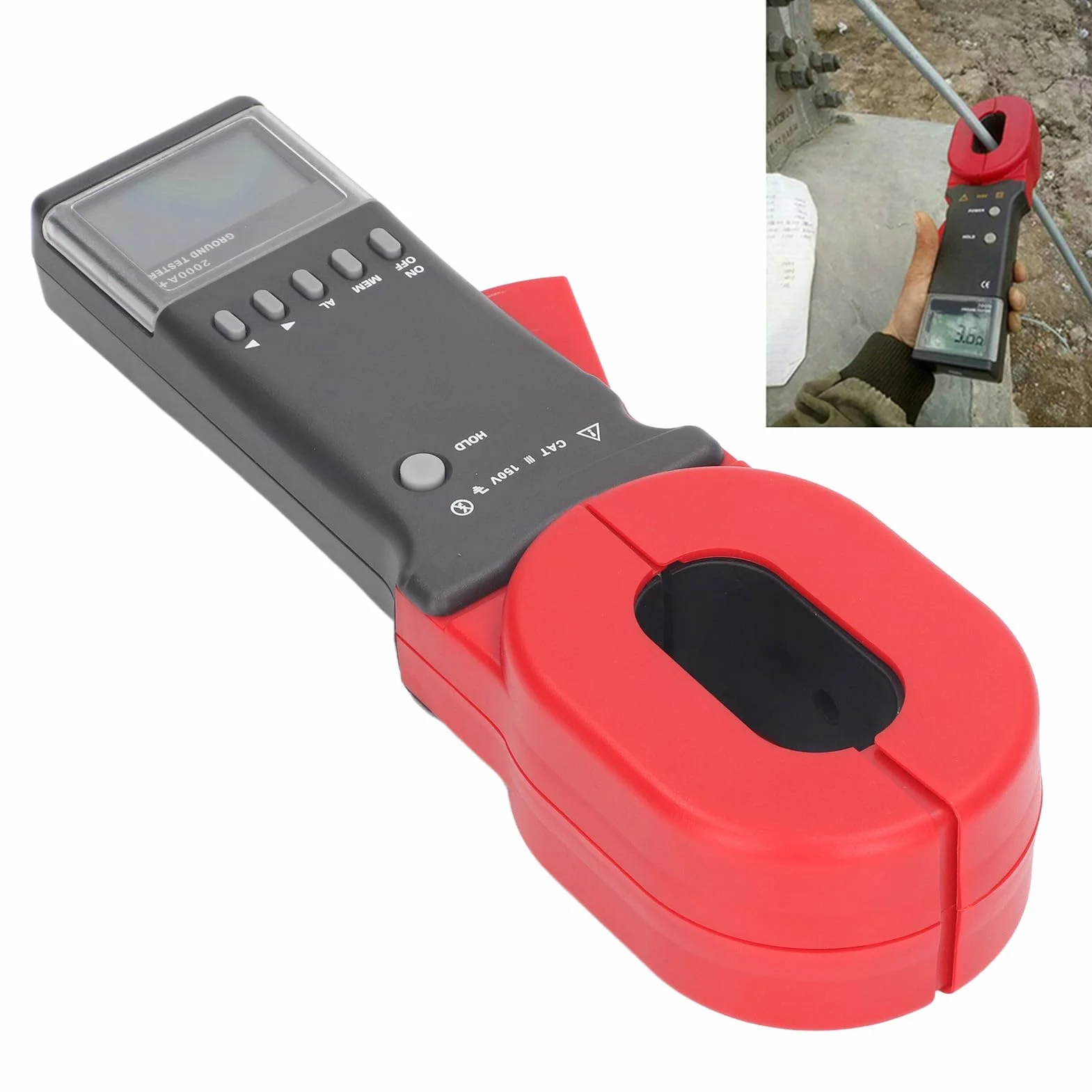 ETCR2000A+ tester rezystancji zaciskowych, cyfrowy tester uziemienia LCD 0,01 Ω - 200 Ω