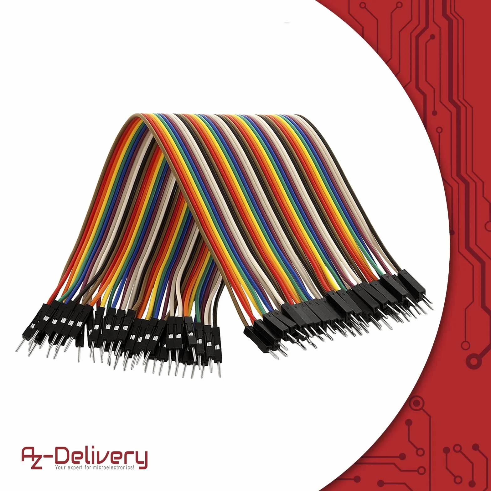 AZDelivery Jumper Wire Cable 40 szt. każdy 20 cm M2M męski do męskiego kompatybilny z Arduino i Raspberry Pi Breadboard