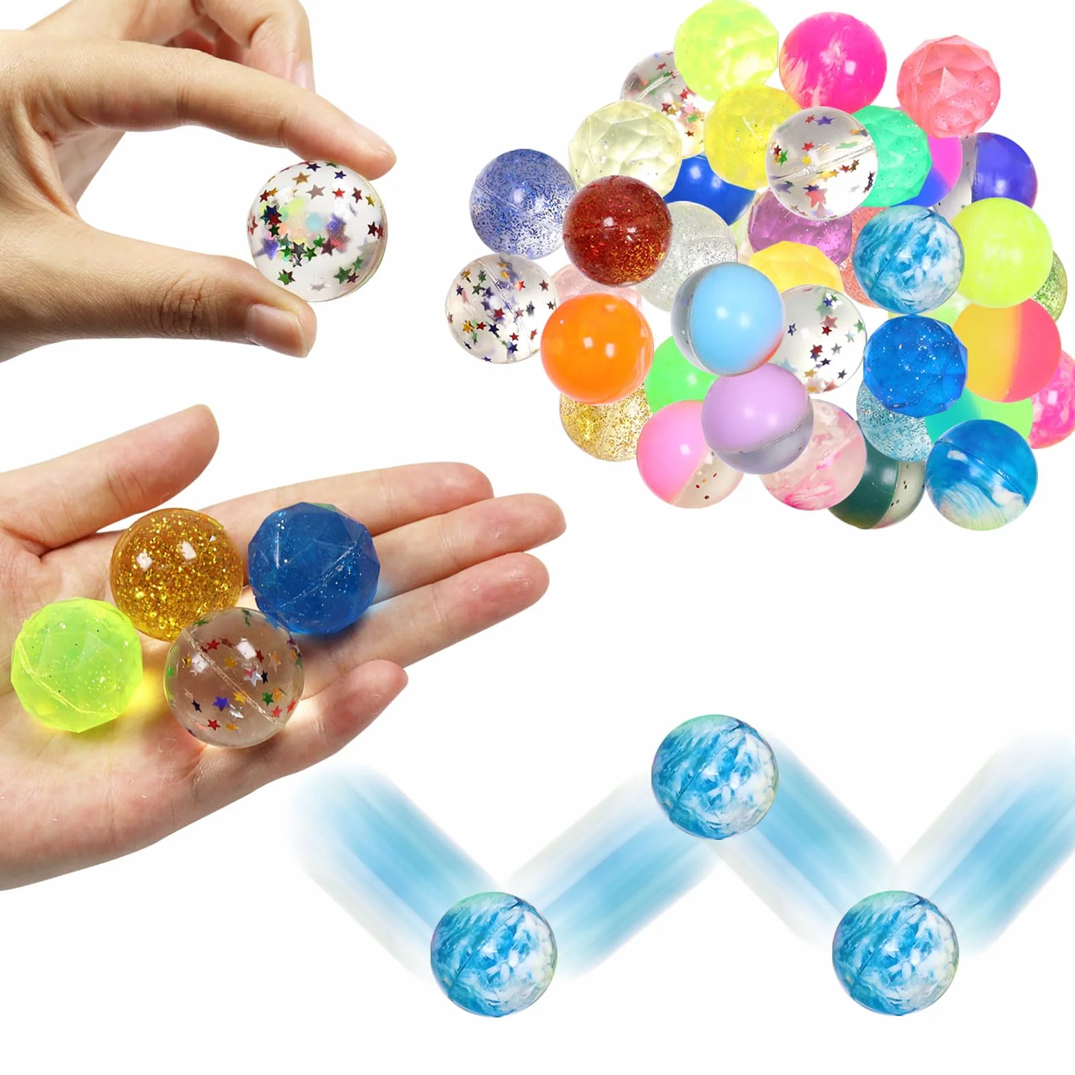 Flummies Flummies 24 sztuki dla dzieci, Flummies 27 mm, prezenty urodzinowe dla dzieci, prezenty urodzinowe dla dzieci, wypełnienie pinata, prezent urodzinowy