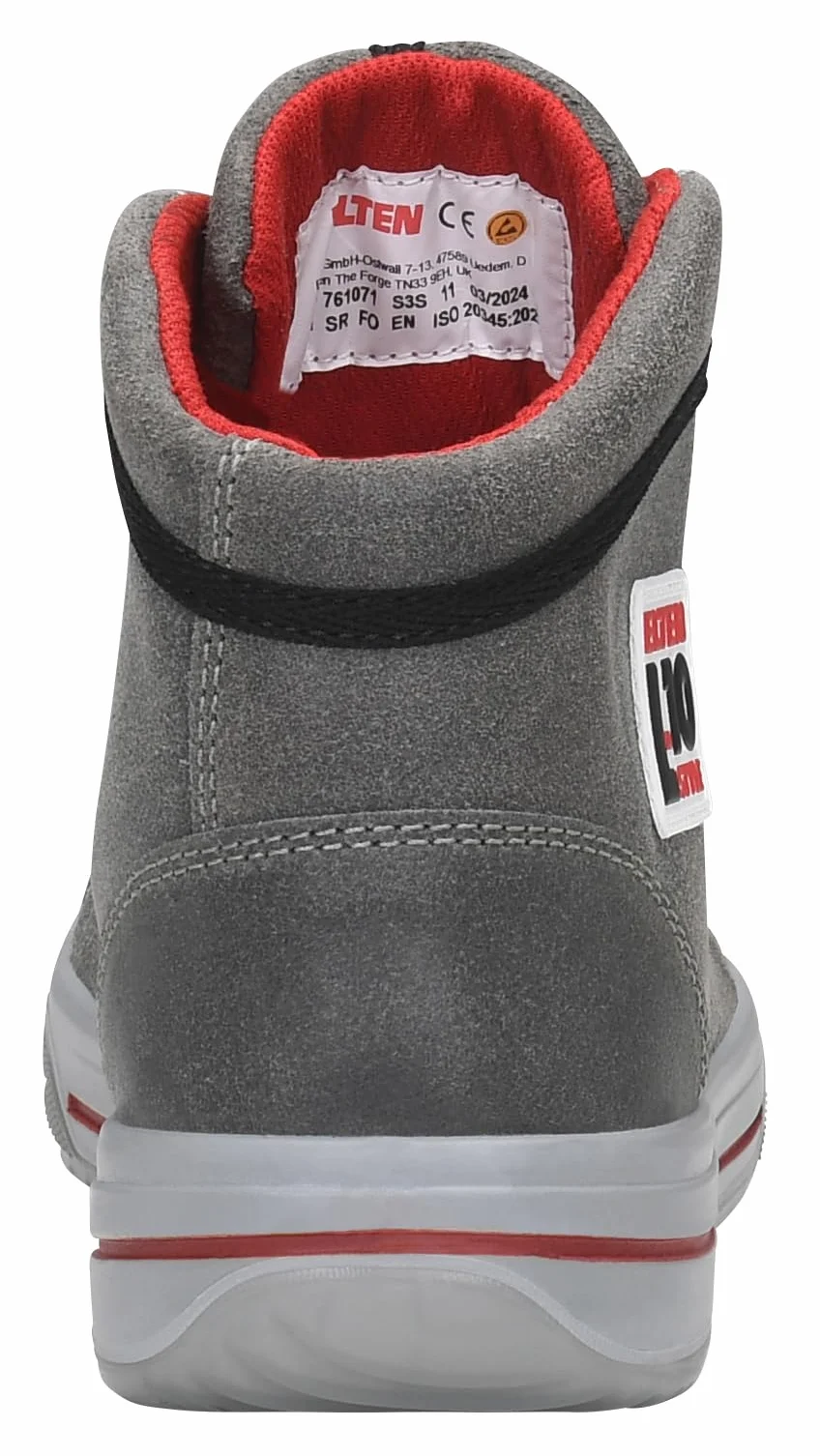 ELTEN Uniseks Elten Sicherheitsschuhe Vintage Mid Esd S3, Herren, Sportlich, Sneaker, Leicht, Grau/Rot, Stahlkappebuty ochronne