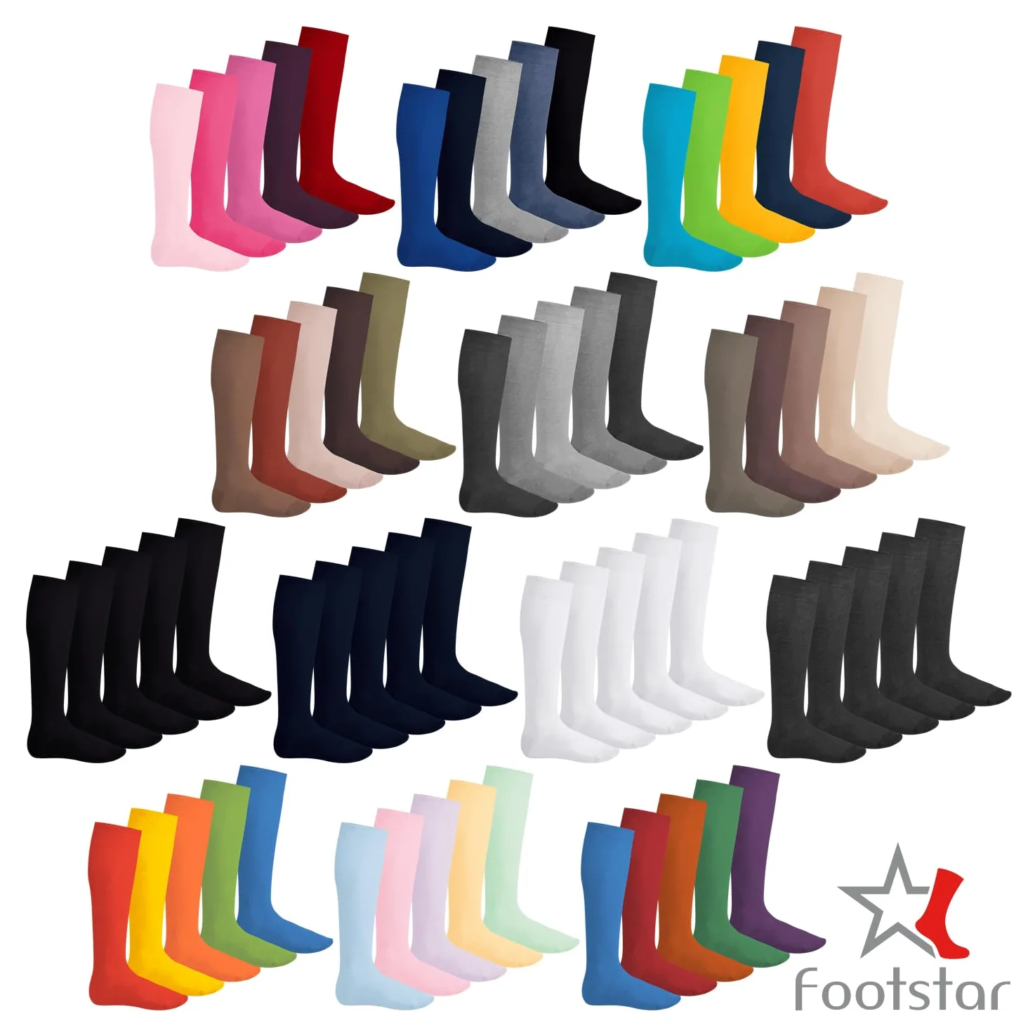 Footstar Everyday 5 par podkolanówek dla kobiet i mężczyzn długie skarpety do kolan