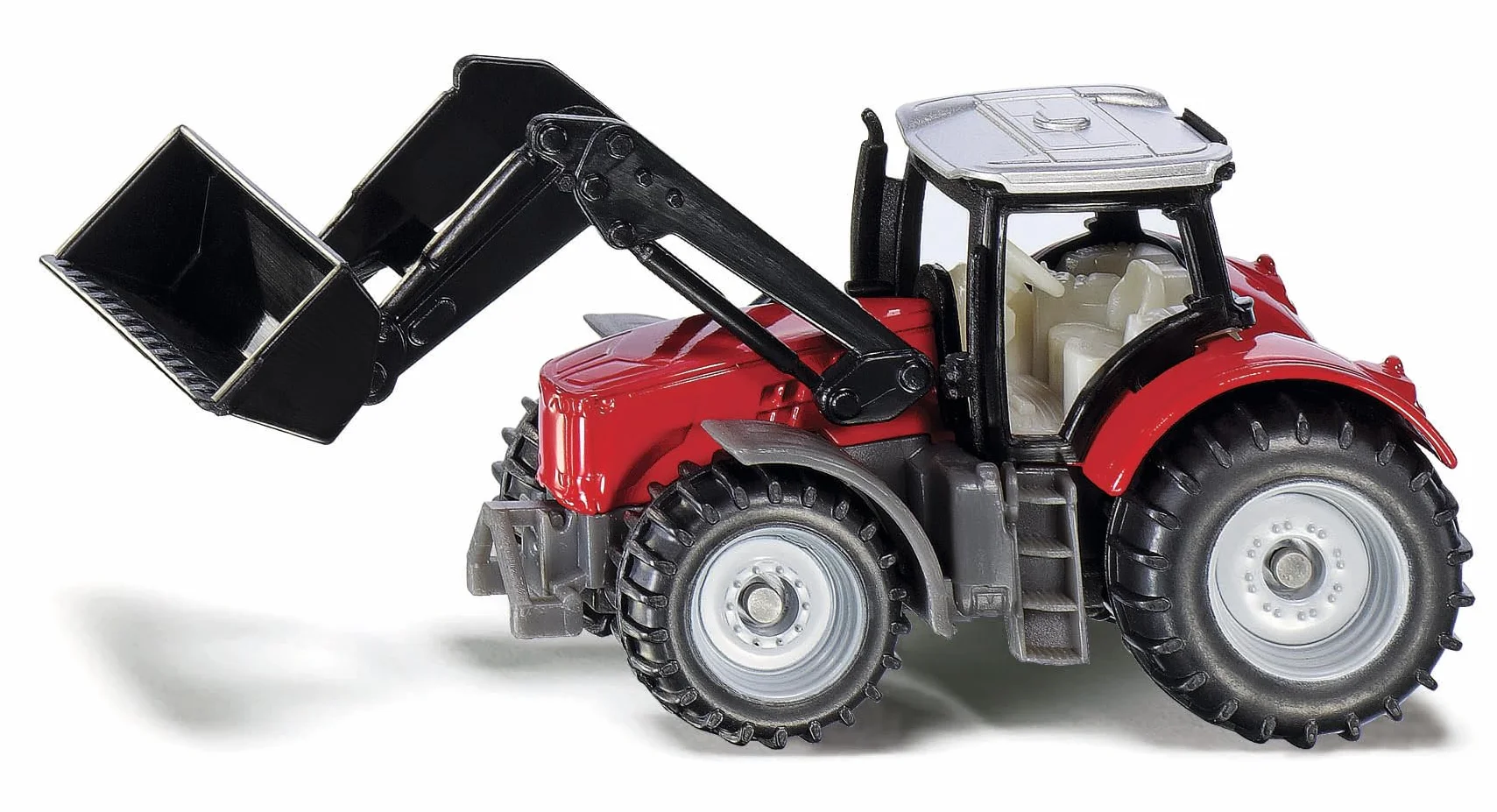 siku 1484 Massey-Ferguson z ładowarką przednią, metal/plastik, czerwony/czarny, ruchoma ładowarka czołowa