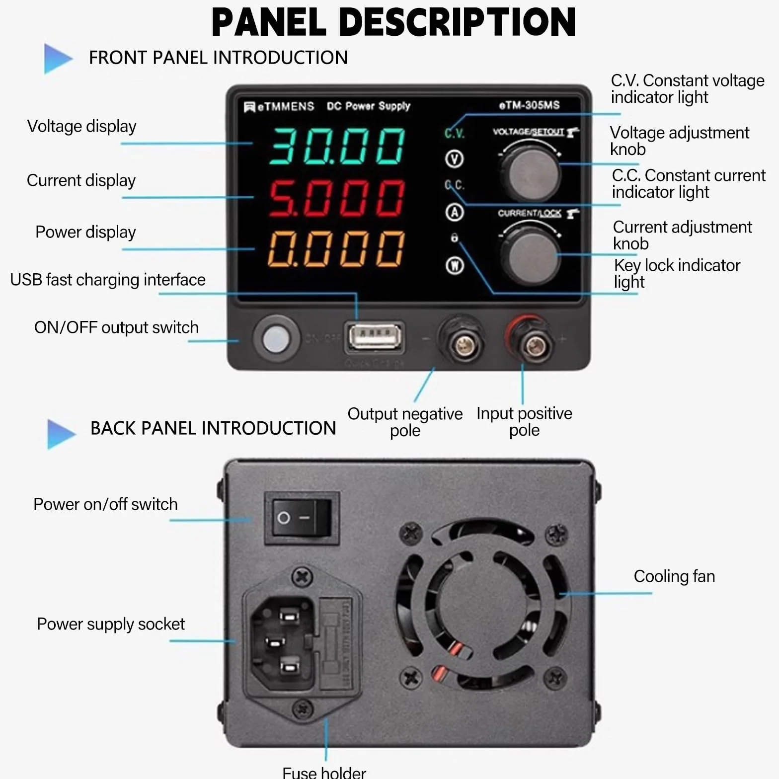 Zasilacz laboratoryjny 30V 5A 150W regulowany DC 0-30V 0-5A 4-cyfrowy wyświetlacz LED USB